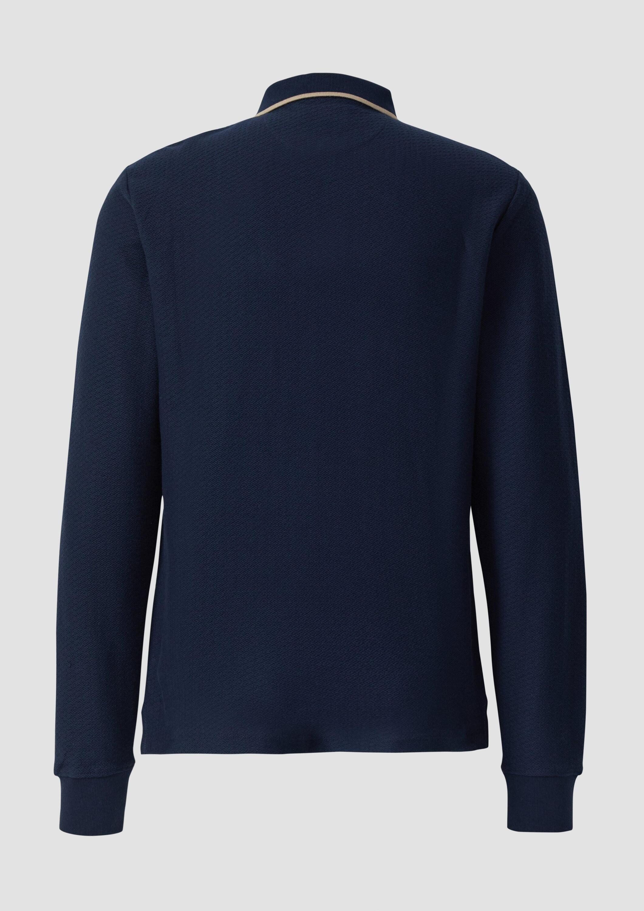 s.Oliver Langarmshirt Polo-Shirt Zip-Poloshirt aus Strukturjersey mit Brust günstig online kaufen