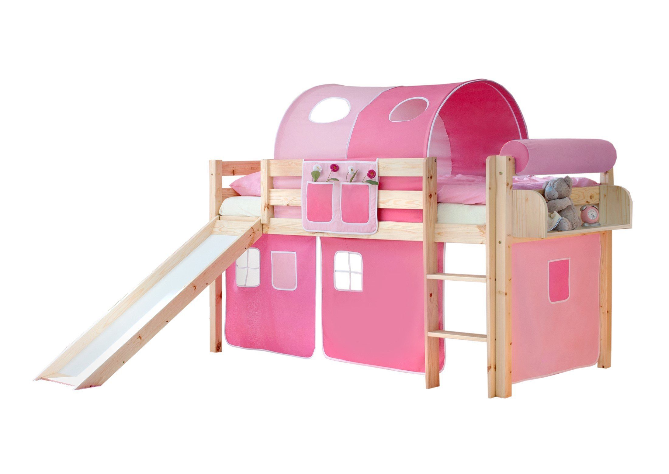 Ticaa Hochbett Rutschbett "Manuel" Kiefer Natur Classic