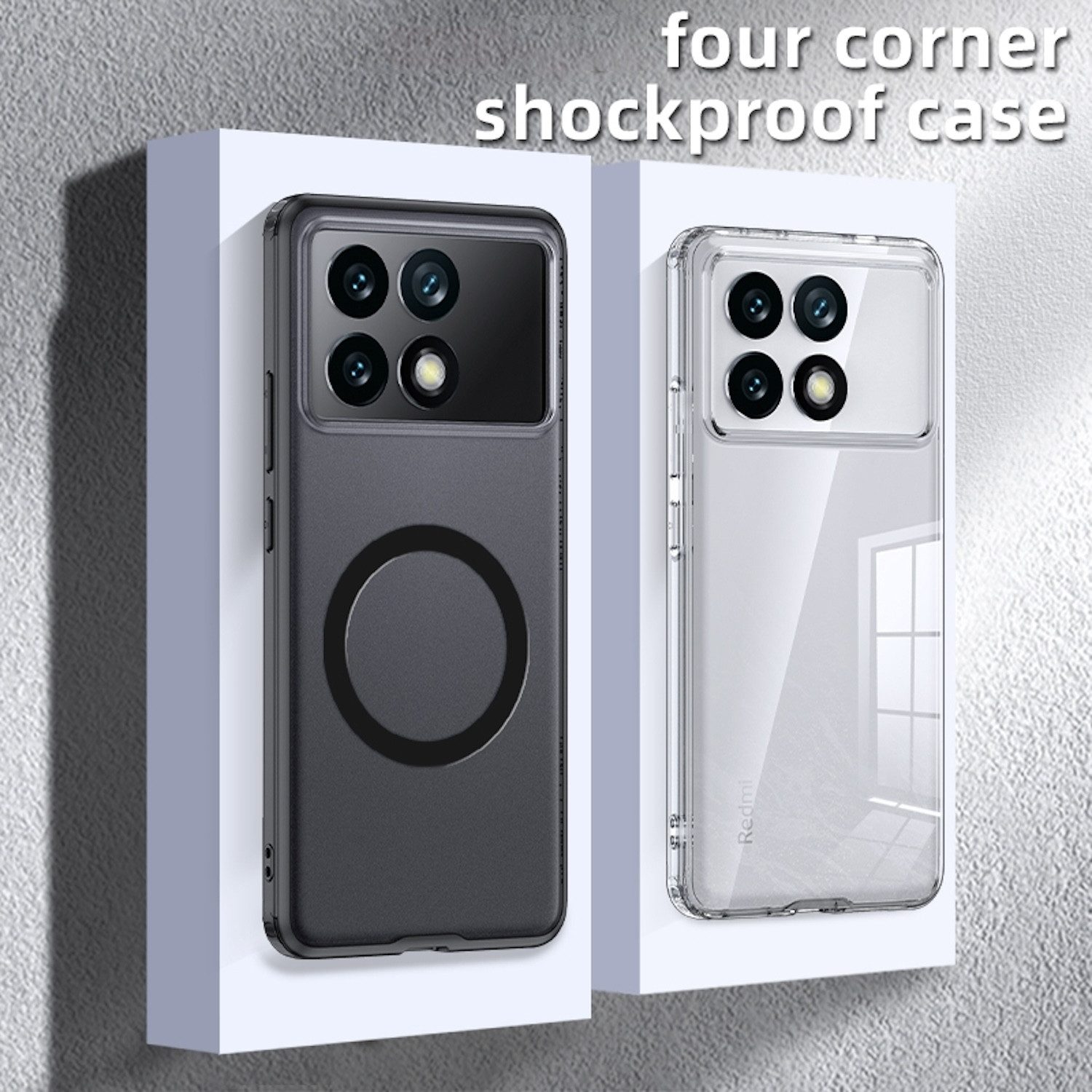 Wigento Handyhülle Für Xiaomi 14 Ultra MagSafe Schock Clear TPU Hybrid PC Schutz Hülle