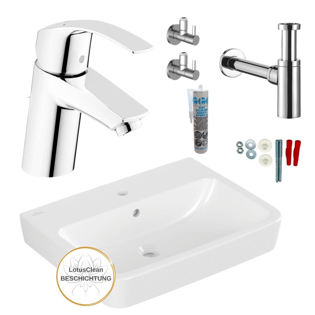 HGMBAD Waschbecken Villeroy Boch Waschbecken Grohe Waschtischarmatur (Set, Komplett-Set nach Wahl)