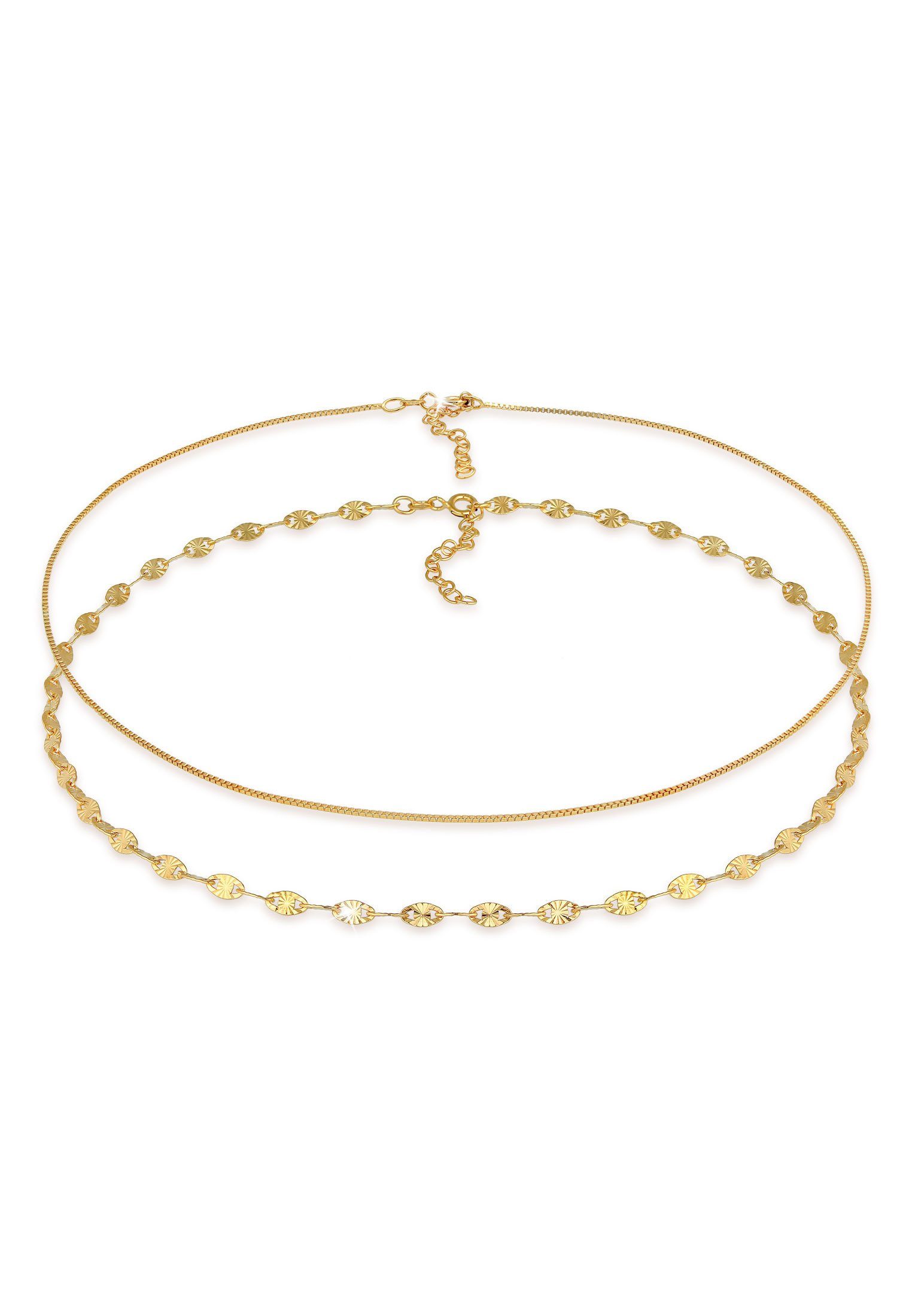 Ketten-Set Choker Venezianer Plättchen 2er Set 925 Silber