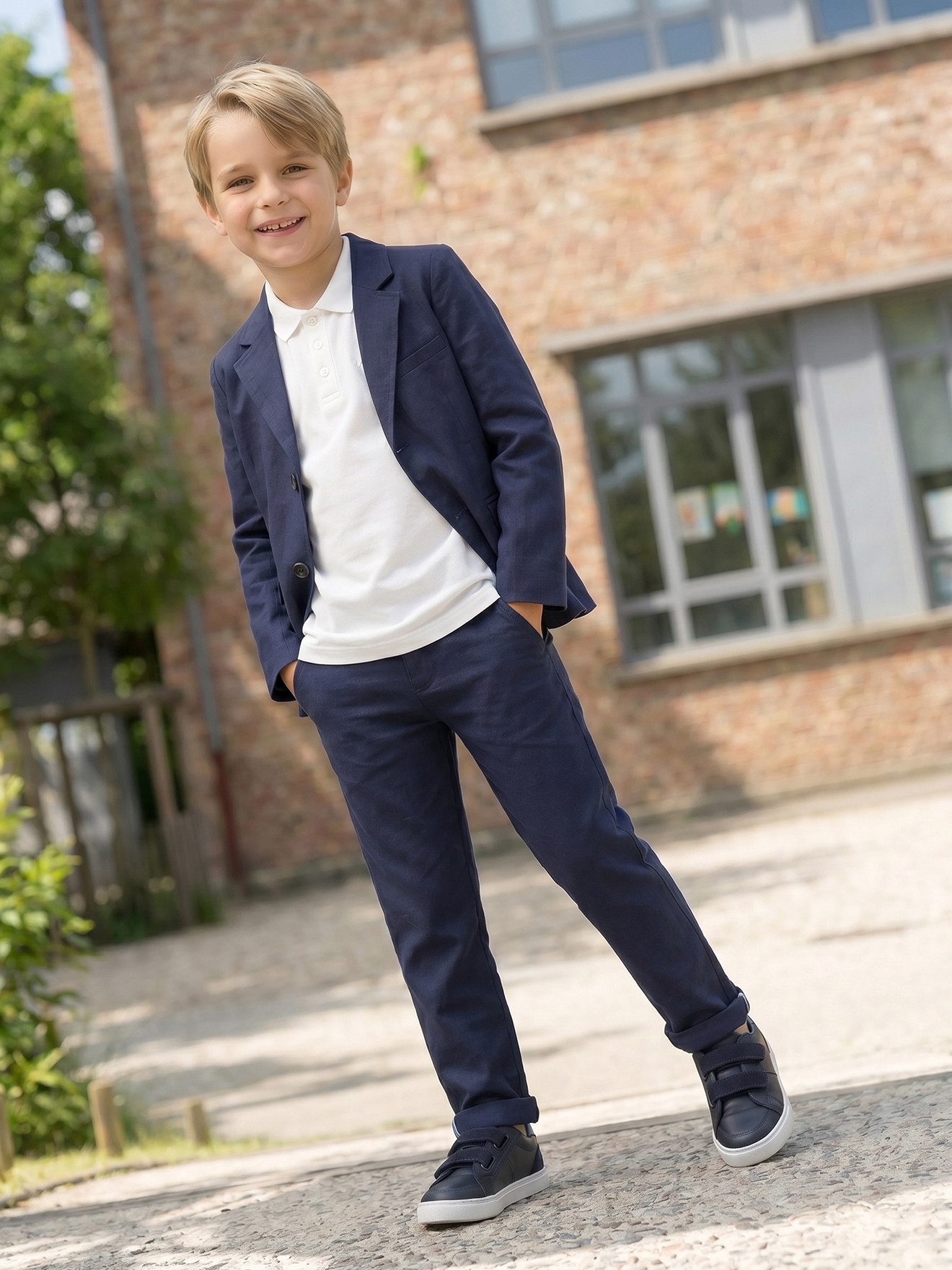vertbaudet Poloshirt Jungen Poloshirt, kurze Ärmel Stickerei – Bild 5 von 5