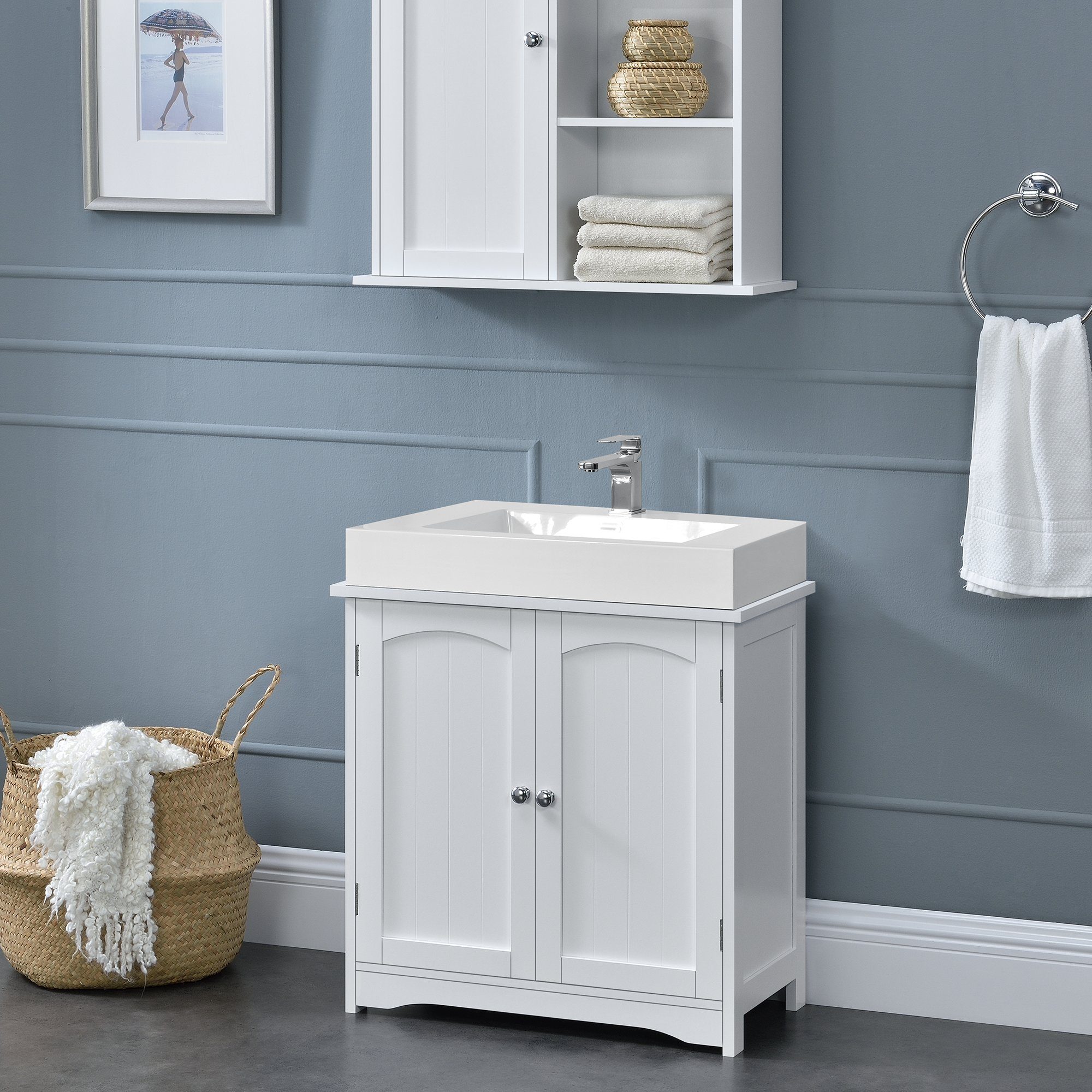 en.casa Waschbeckenunterschrank »Dalum« 60x60x30cm Weiß günstig online kaufen