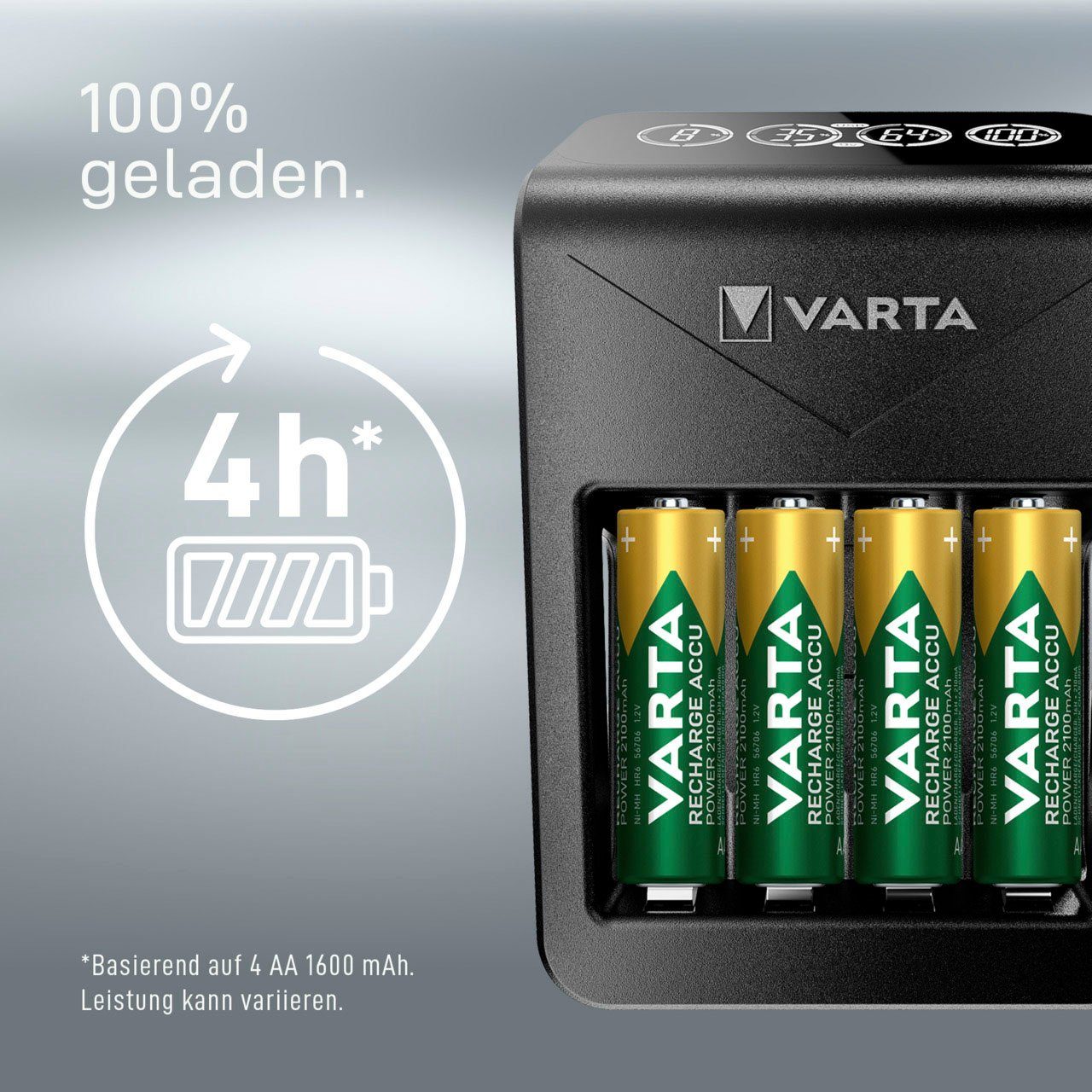 VARTA VARTA LCD Plug Charger+ 4x AA Accus Batterie-Ladegerät (2100 mA, Set, 5-tlg) – Bild 5 von 5