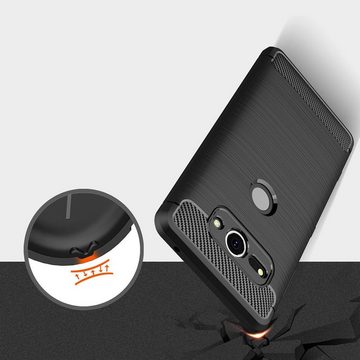 CoolGadget Handyhülle Carbon Handy Hülle für Sony Xperia XZ2 Compact 5 Zoll, robuste Telefonhülle Case Schutzhülle für Sony XZ2 Compact Hülle