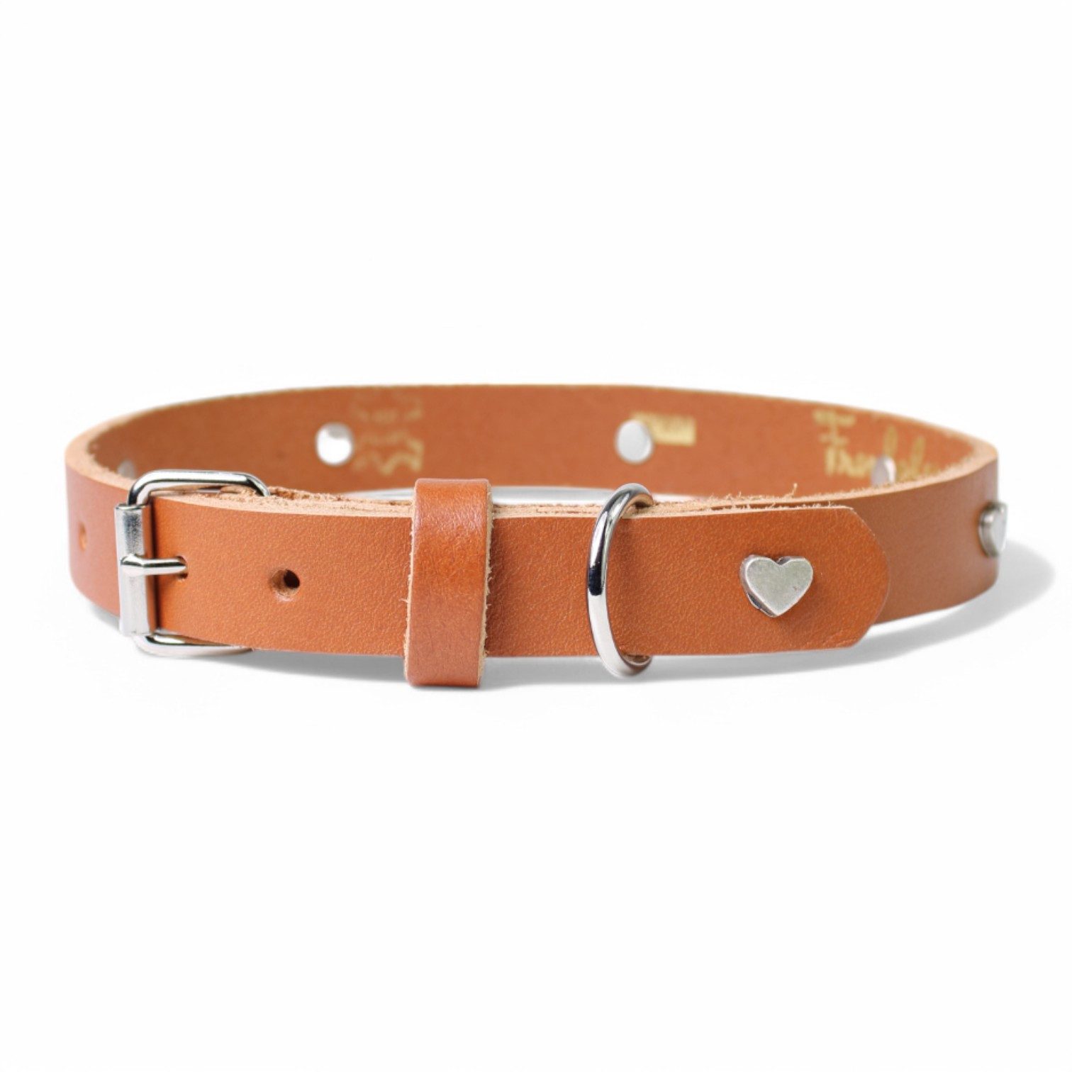 FRONHOFER Hunde-Halsband 19336, Ökoleder, Material: Vollrindleder, Stil: süßes Halsband mit Herzchen