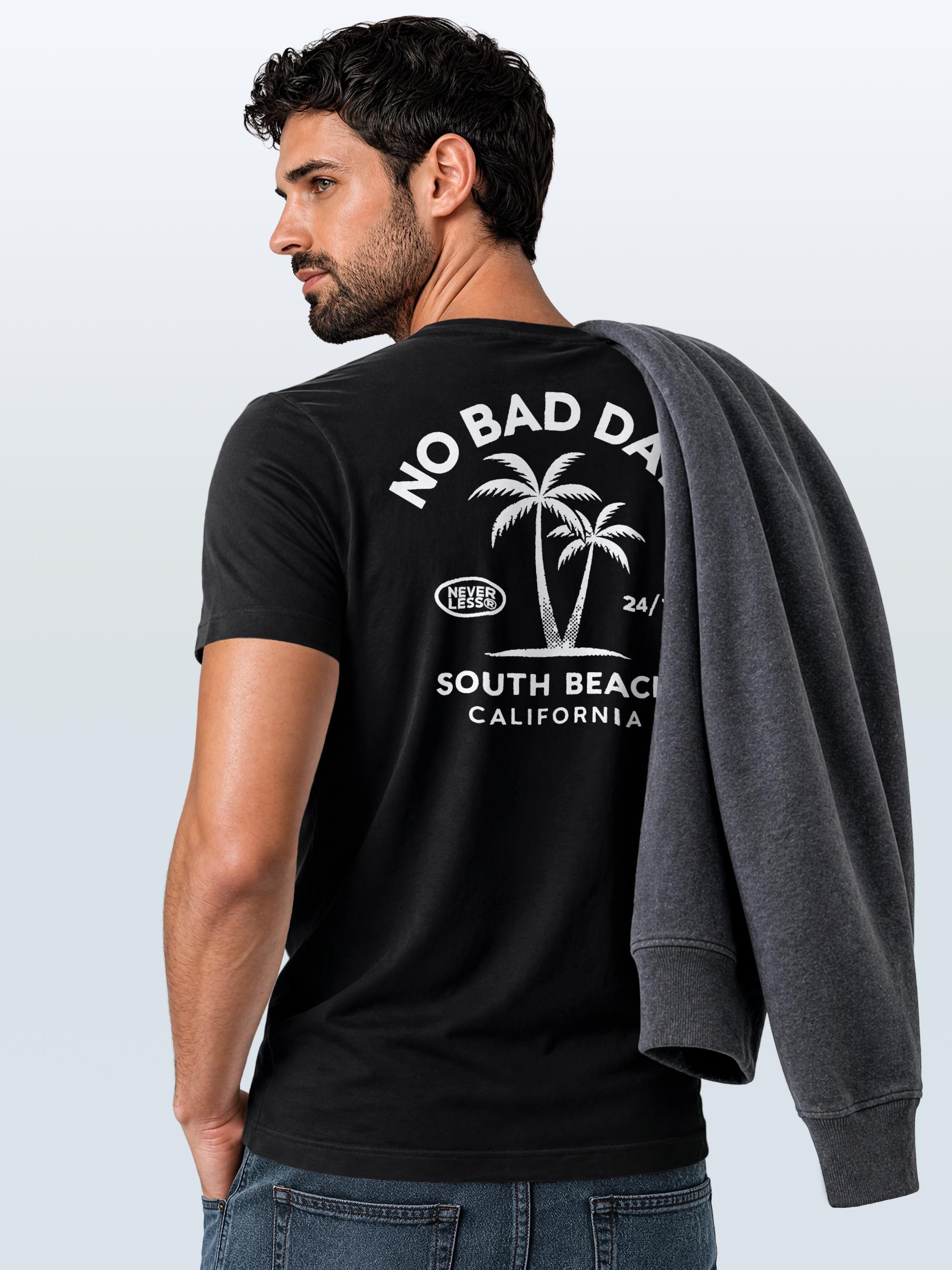 Neverless Print-Shirt Herren T-Shirt Backprint Sommer Grafikshirt mit Palmen Printshirt mit Print