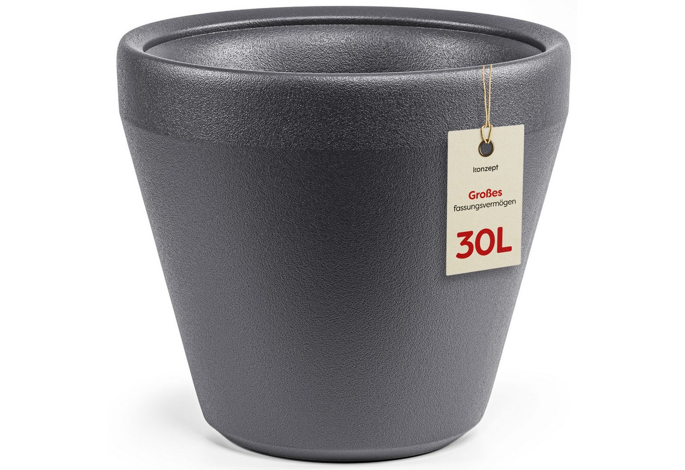 KONZEPT Übertopf Ø 40 cm aus Kunststoff, 30 L, in Ton-Optik, für Innen & Außen, Leicht, Ohne Drainagesystem, Wetterfest