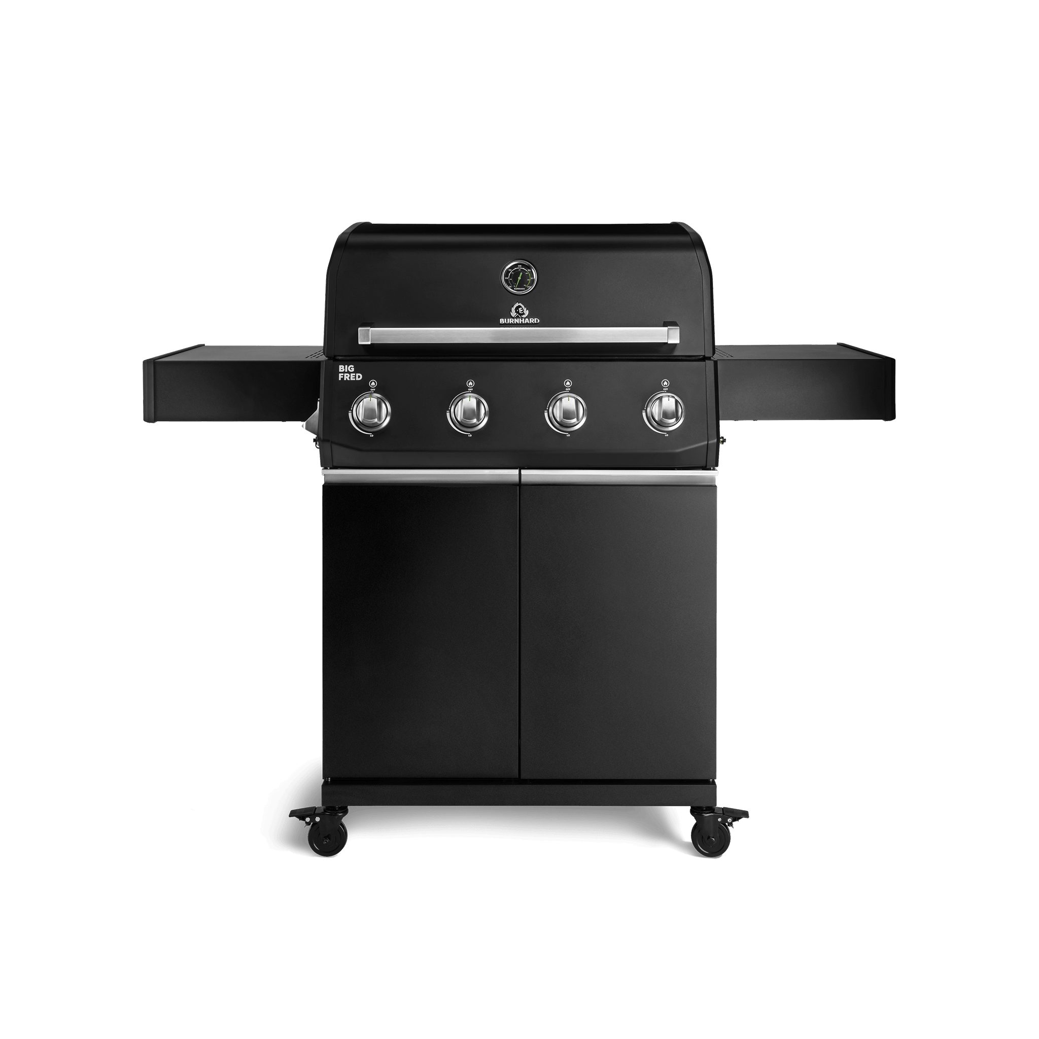 BURNHARD® Gasgrill 4-Brenner, 15 kW Leistung, 4 Edelstahlbrenner, Piezo-Zündung, große Grillfläche 70x41,5 cm, Edelstahlrost, für 15 Personen – Big FRED Base