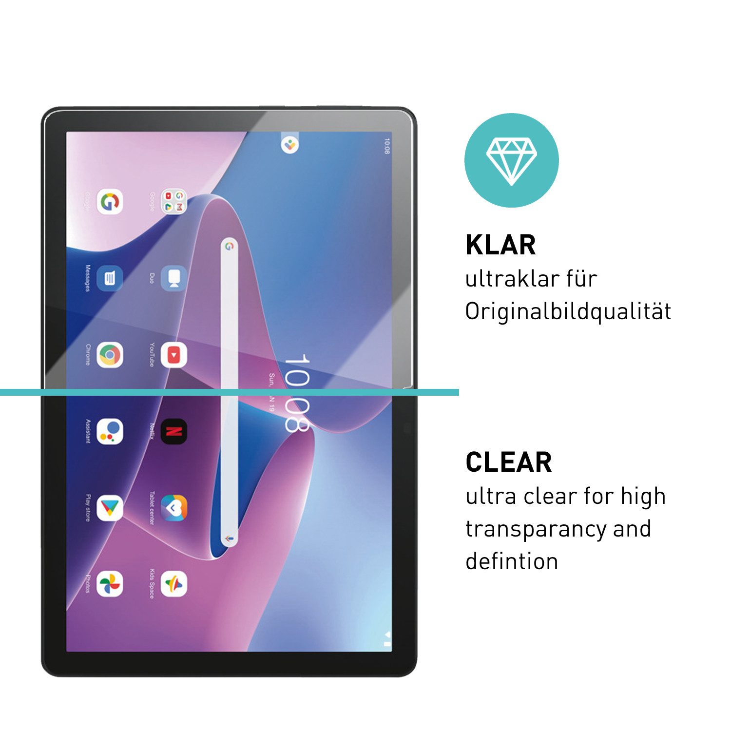 smartect Displayschutzglas Schutzglas Panzerfolie Klar für Lenovo Tab M10 (3rd Gen) 10.1", Set, 2 Stück, Schutzfolie Glasschutz Bildschirm