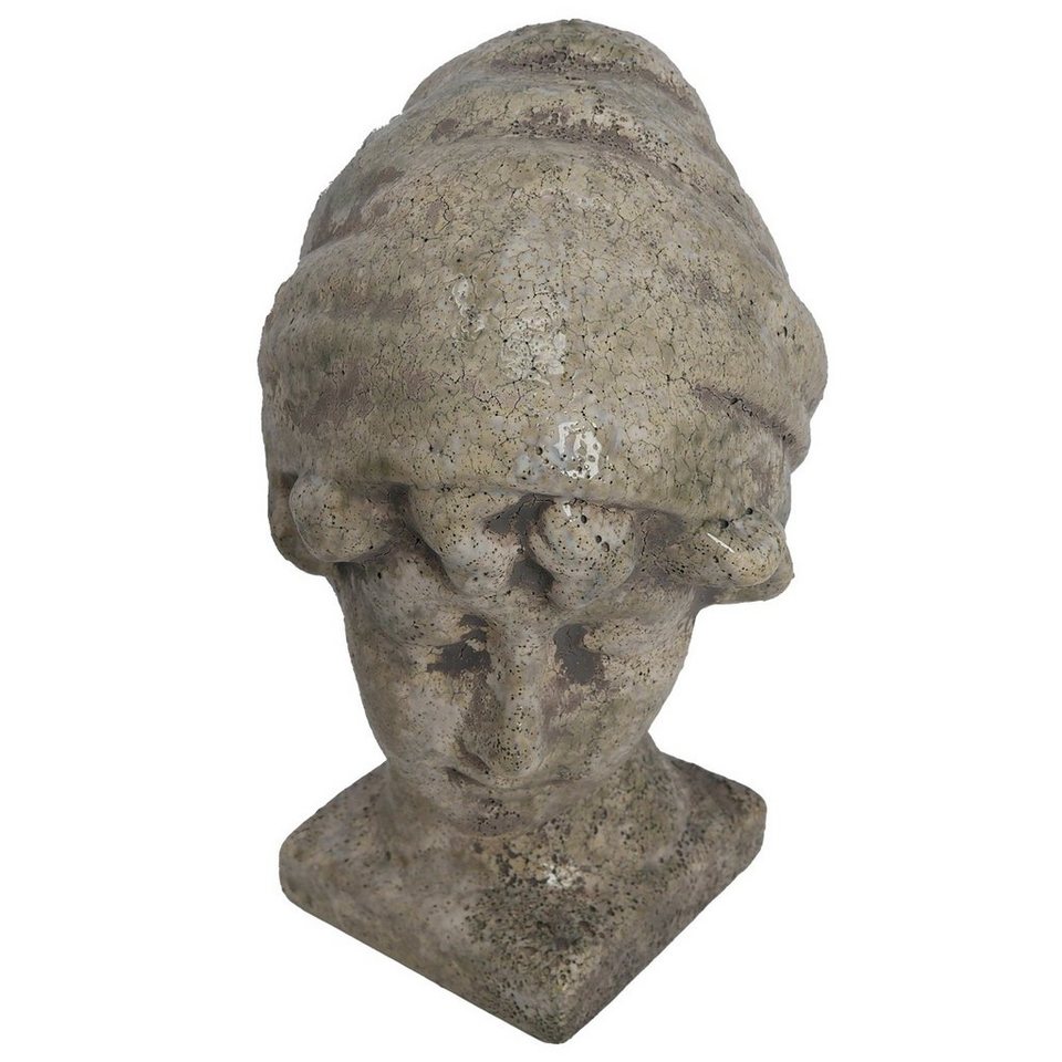 B&S Dekofigur Frauenkopf Roma Büste aus Keramik Antik Shabby Steinoptik H  24 cm