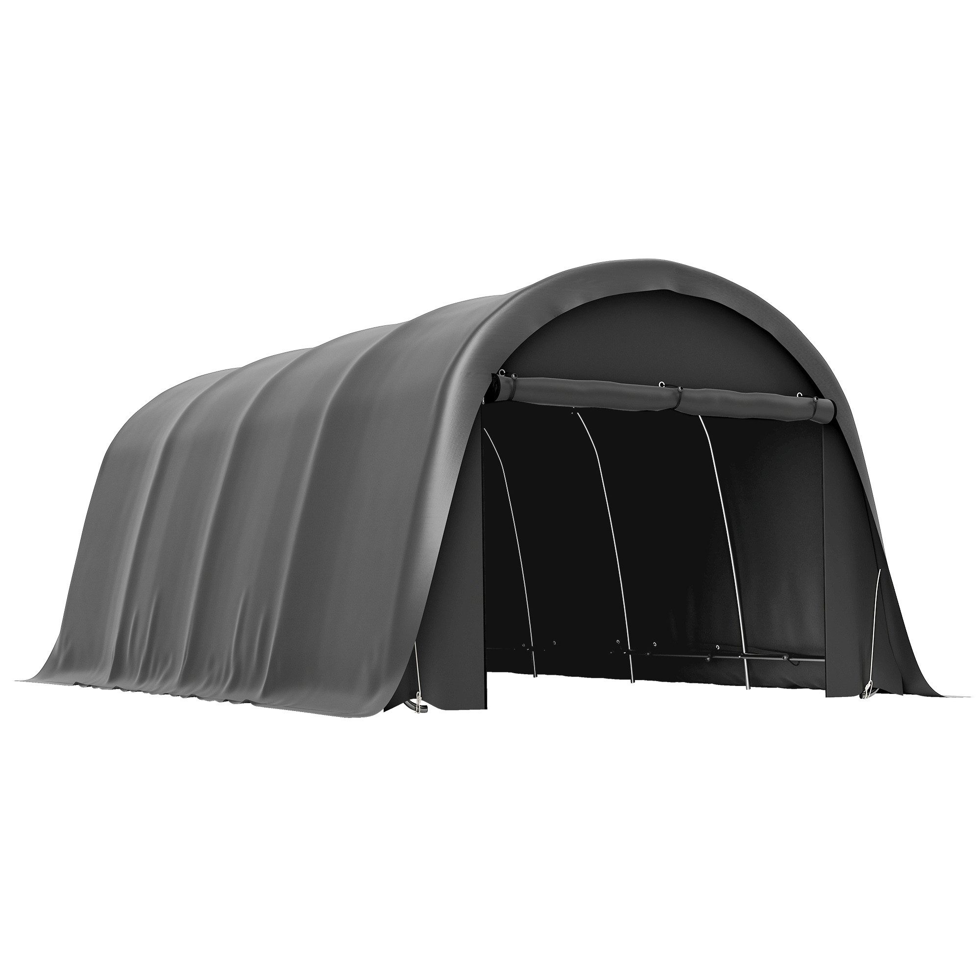 Outsunny Einzelcarport Zeltgarage Lagerzelt mit Rolltor, UPF50+, winterfest, UV-beständig, BxT: 300x600 cm, 200 cm Einfahrtshöhe, (Carport, 1 St., Lagerzelt), f – Bild 2 von 5
