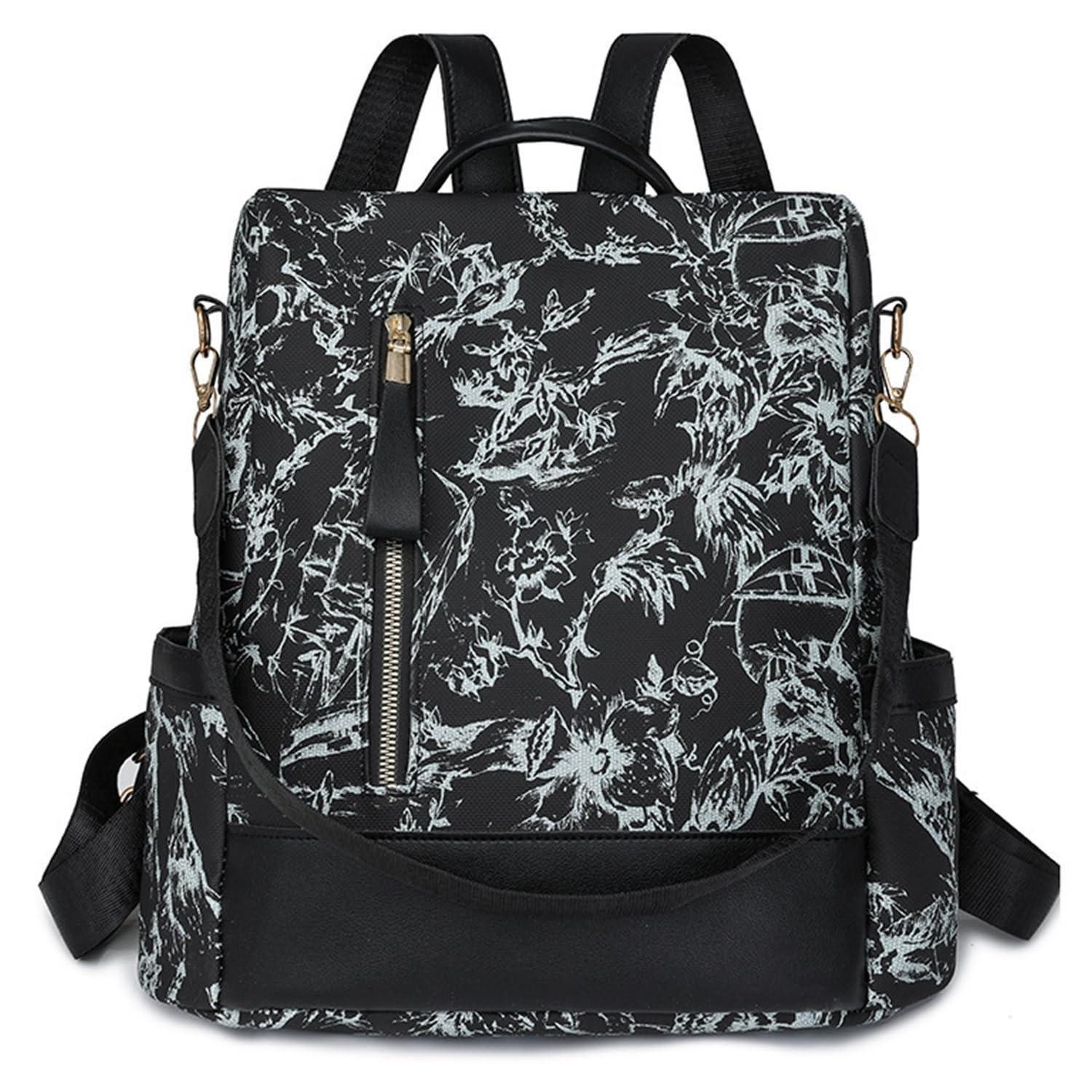 LuxusKollektion Cityrucksack Damen Rucksack Anti Diebstahl Druck Schwarz