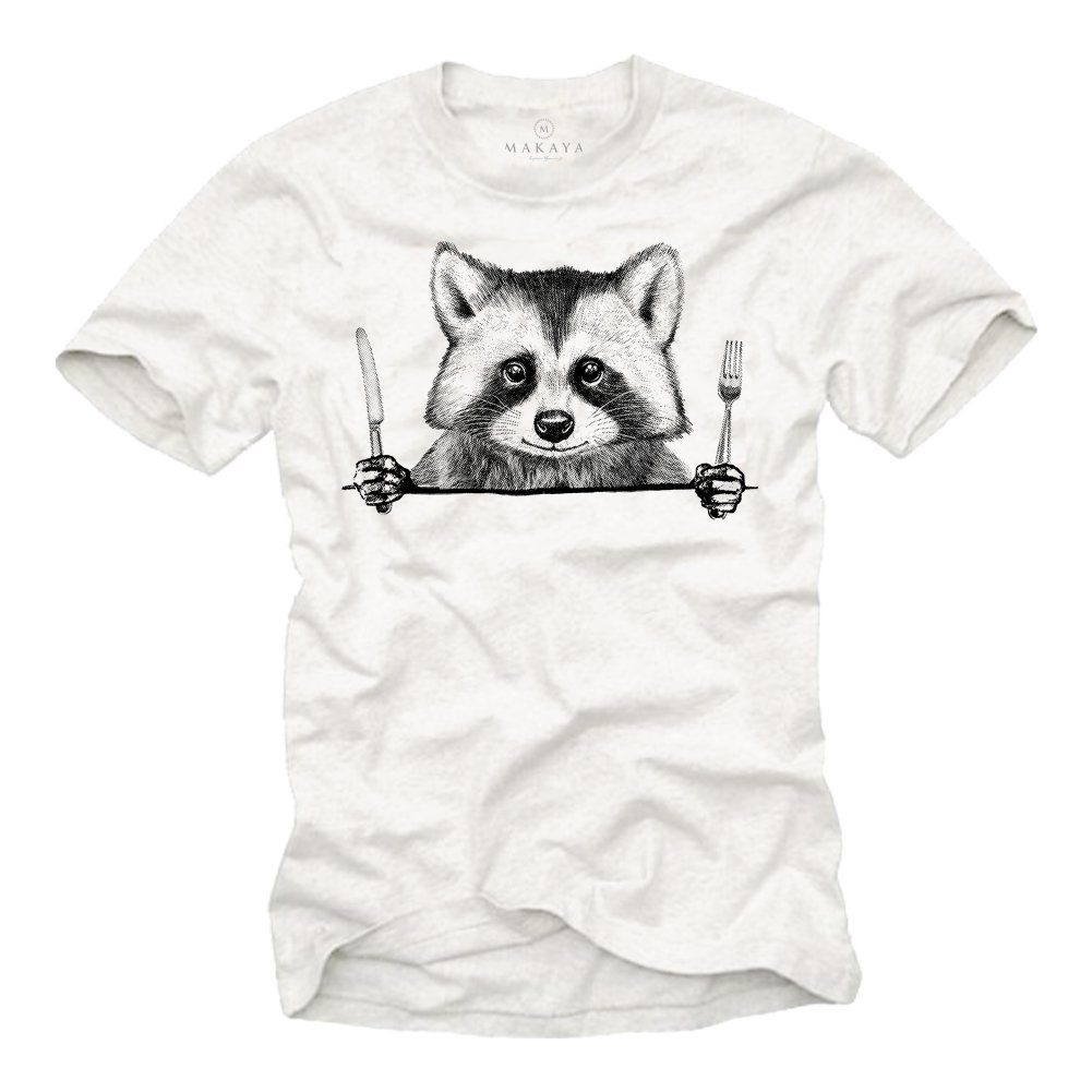 MAKAYA Print-Shirt Coole Tiermotive Waschbär Raccoon günstig online kaufen
