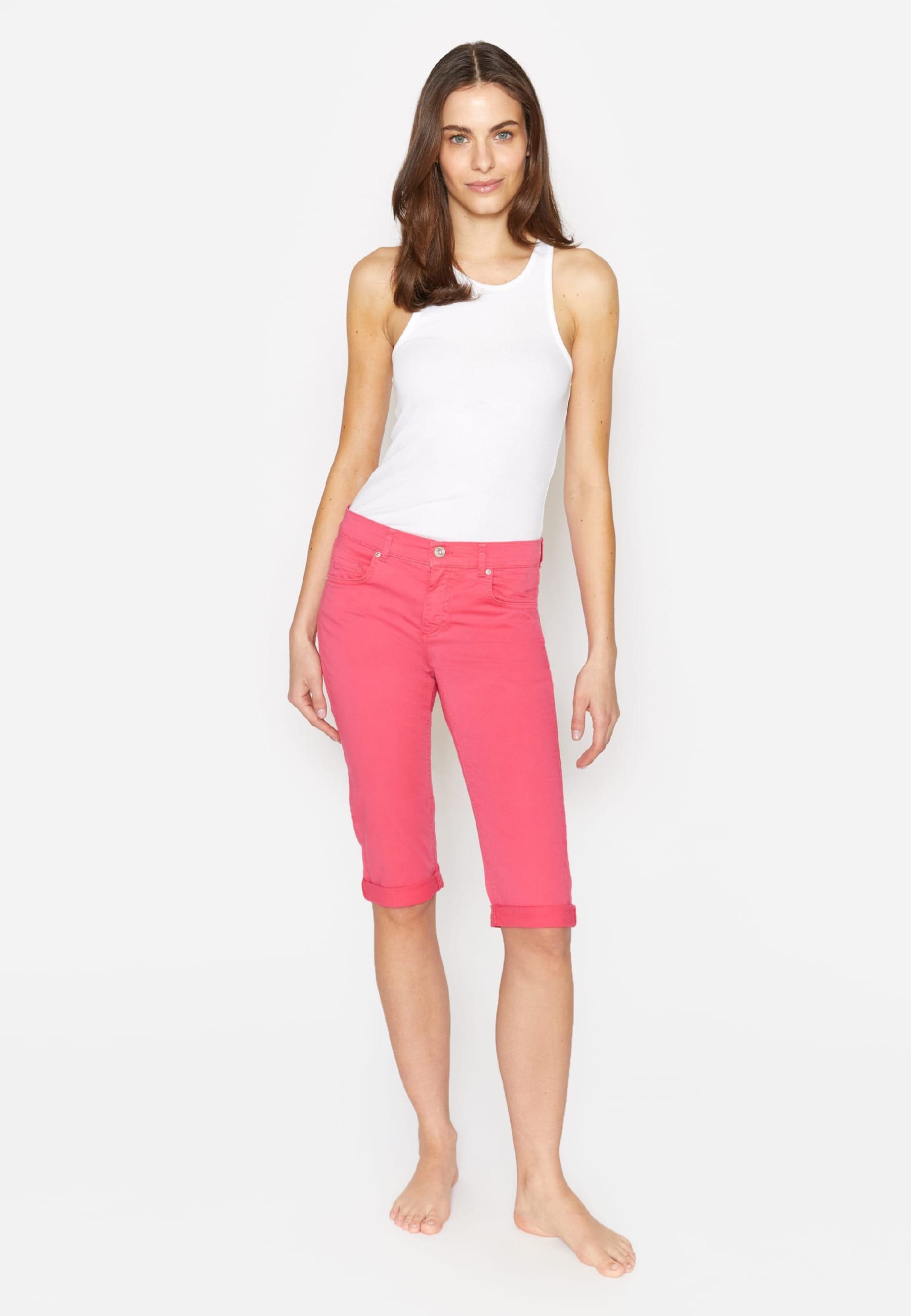 ANGELS Slim-fit-Jeans 5-Pocket-Hose Capri mit TU pink Label-Applikationen