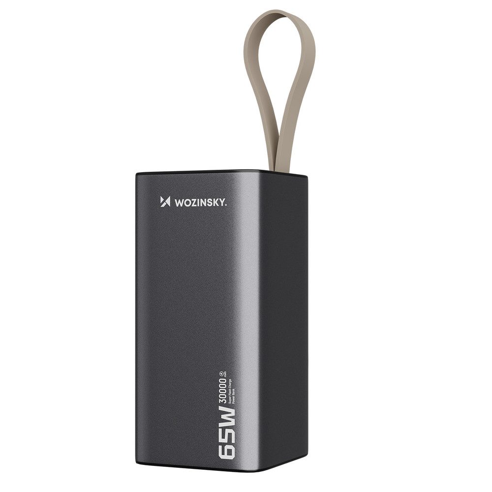 Wozinsky Zusatzakku Reiseakku Schnellladegerät Powerbank K65+ PD 30000 mAh (3, 7 V, 1 St), 65 W Power Delivery, LED-Display, 3 Anschlüsse