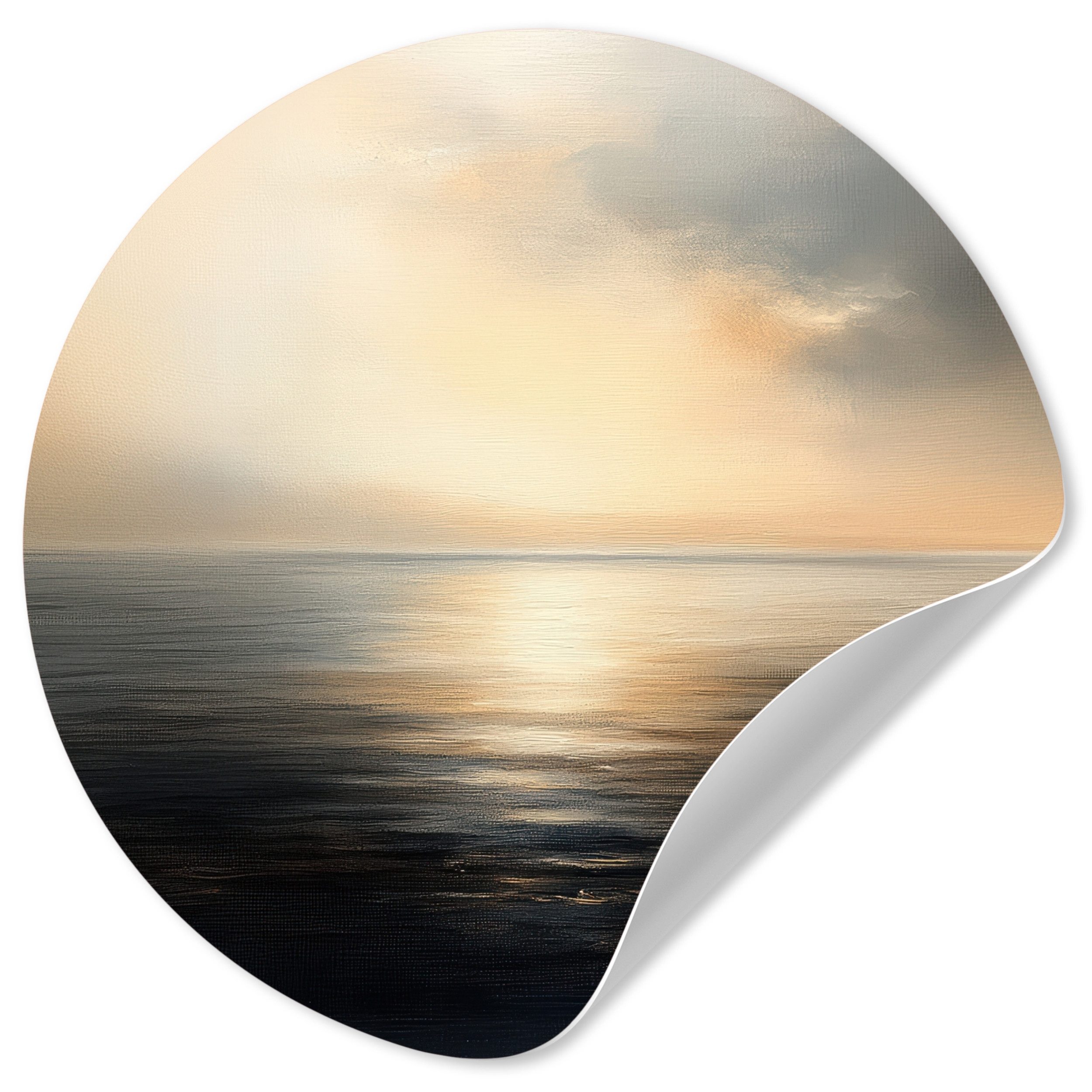 MuchoWow Wandsticker Sonne - Horizont - Meer (1 St), Wandtattoo Selbstklebend, Wohnzimmer Deko Aufkleber, 30x30 cm