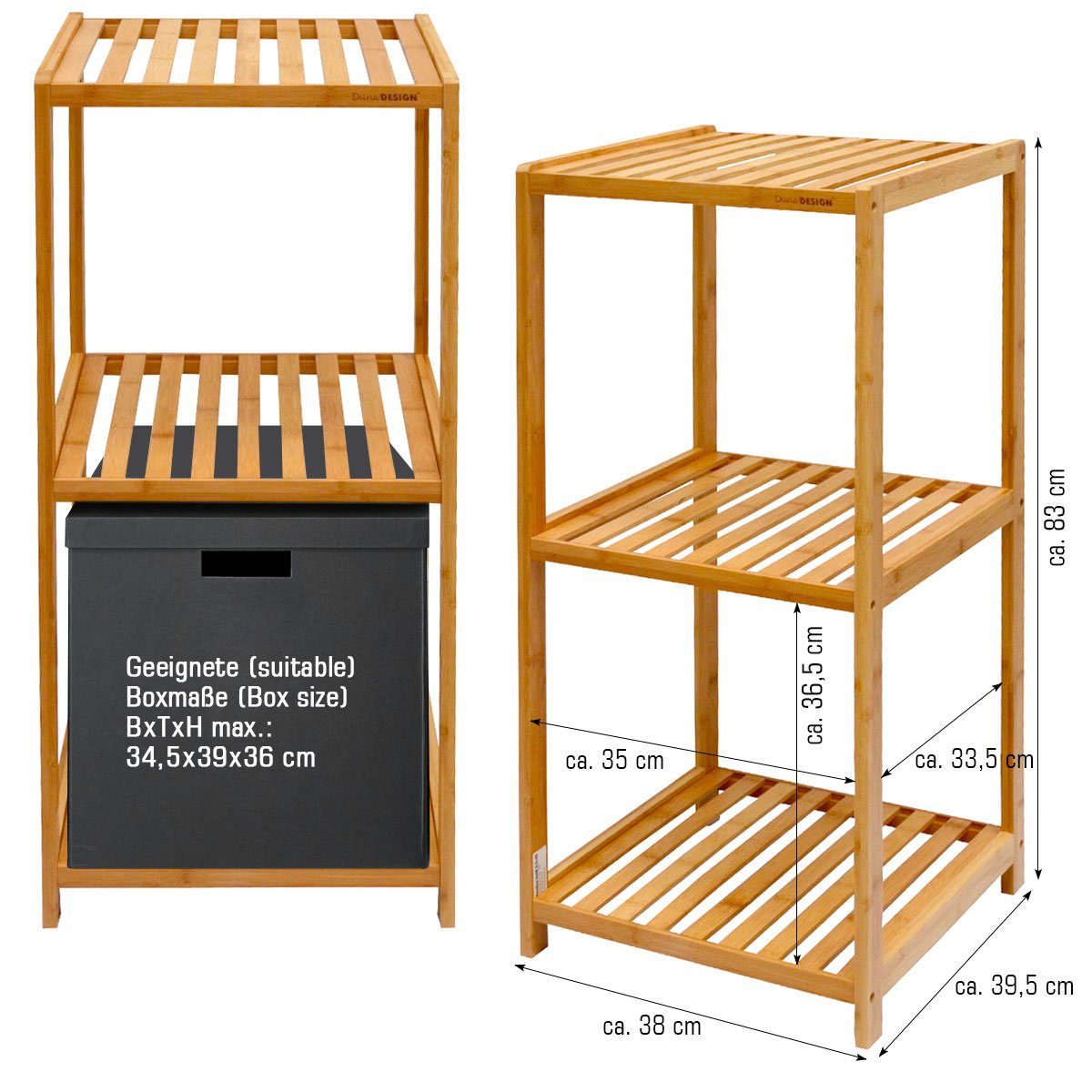 DuneDesign Badregal Bambus mit 3 Böden - Bambusregal für Bad und Küche - Na günstig online kaufen