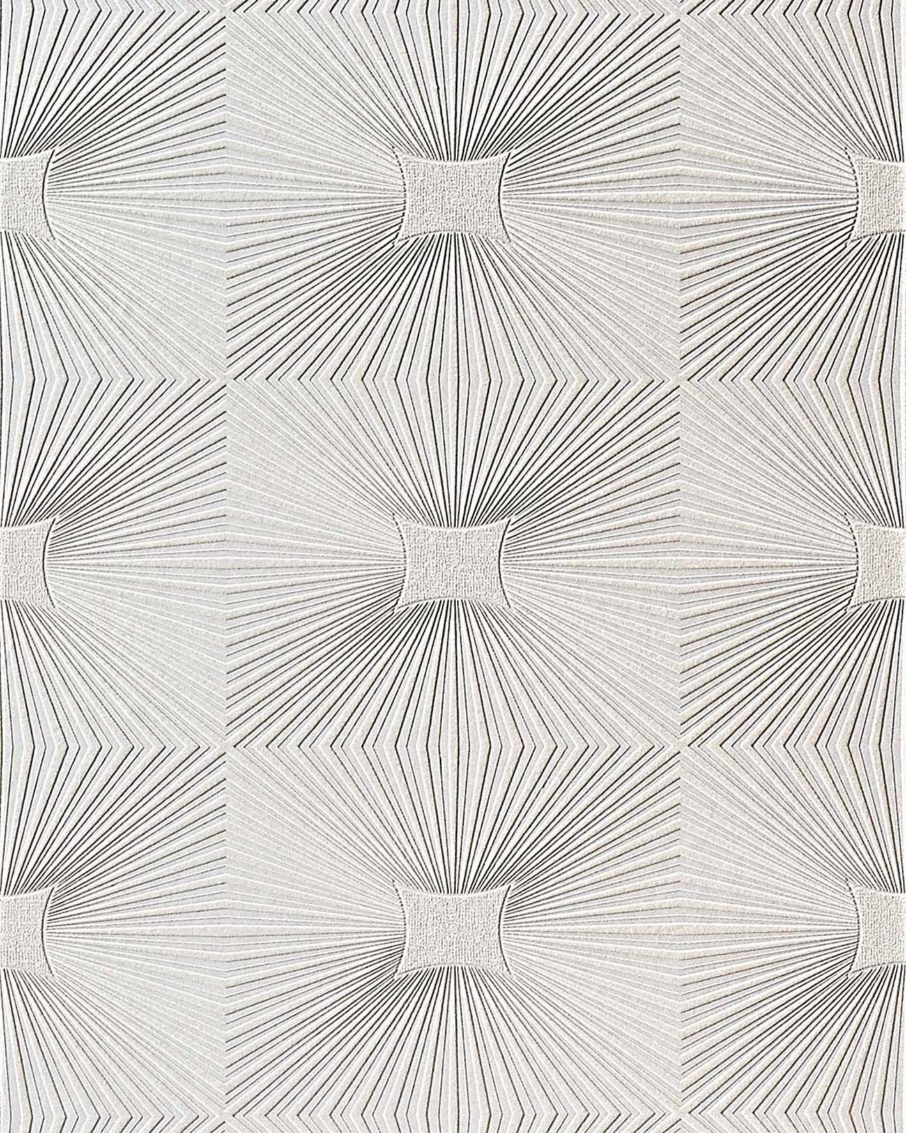 Edem Papiertapete 115-00 Vinyltapete r Decken Wand-Tapete Paneel Optik Kachelmuster weiß, strukturiert, grafisch, geometrisch, 3D-Optik, unifarben, Strukturmuster, (1 Rolle, 5,33 qm), Vinyltapete auf Papierbasis, weiß