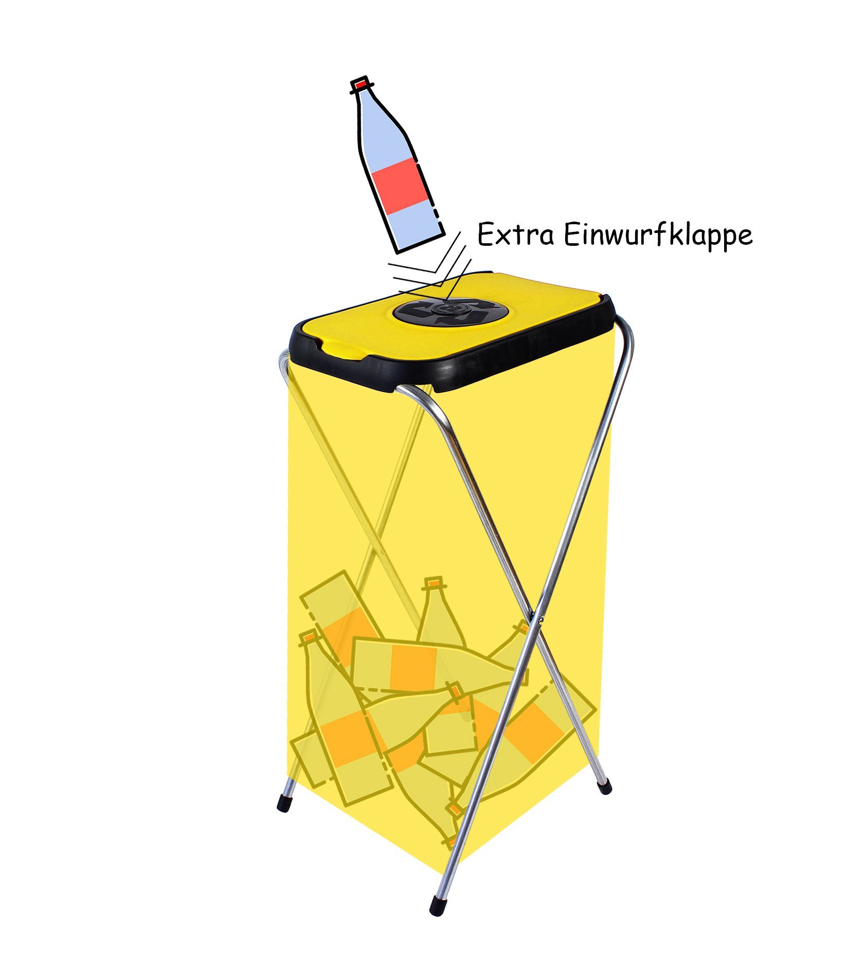 Müllsackständer 2x Mülleimer Einwurf-öffnung BigDean Gelb Müllbeutelständer