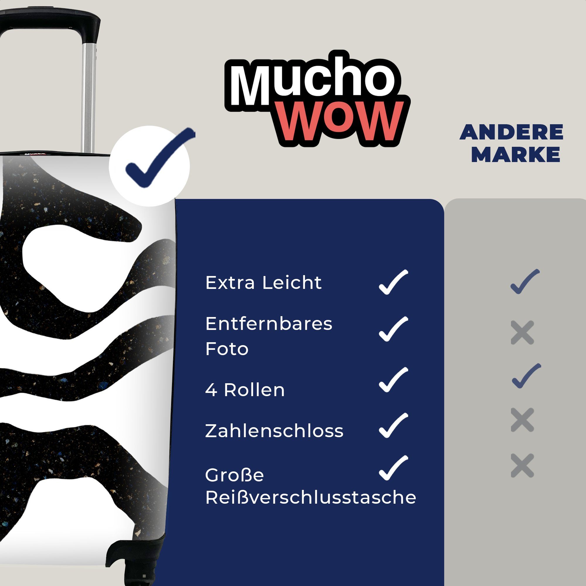MuchoWow Handgepäckkoffer Abstrakt - Minimalismus Rollen, rollen, Trolley, 4 Ferien, Handgepäck Reisekoffer - Design, Reisetasche für mit