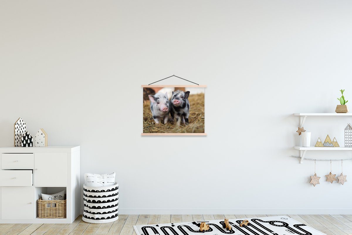 Posterleiste, Magnetisch Textilposter - für Ferkel, (1 Tiere Wohnzimmer, Bilderleiste, MuchoWow St), Schwein - Poster