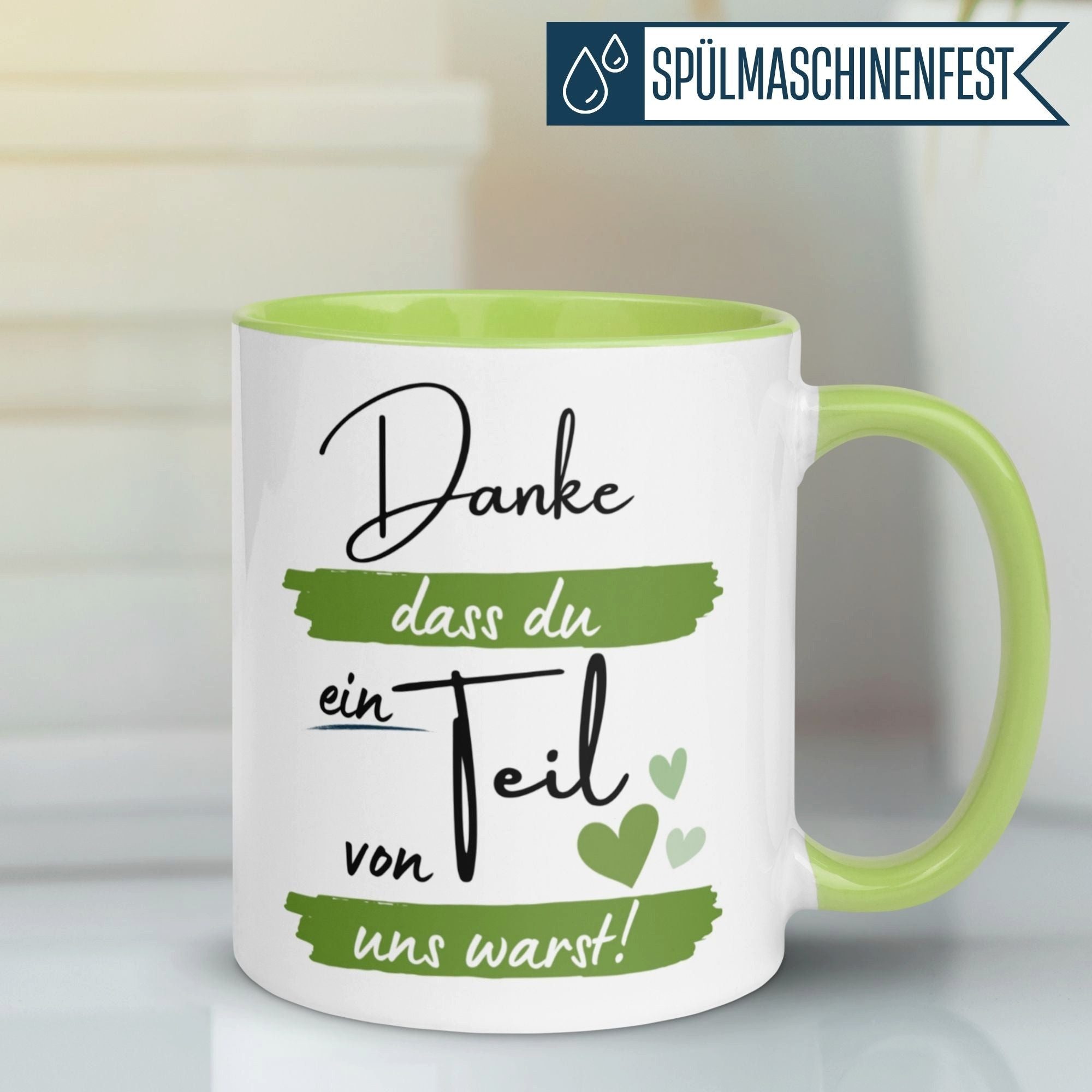 Momentals Tasse Danke dass du ein Teil von uns warst – Geschenk zum Abschied Kollegen, Gratis Versand · Links-&Rechtshänder · Spülmaschinenfest