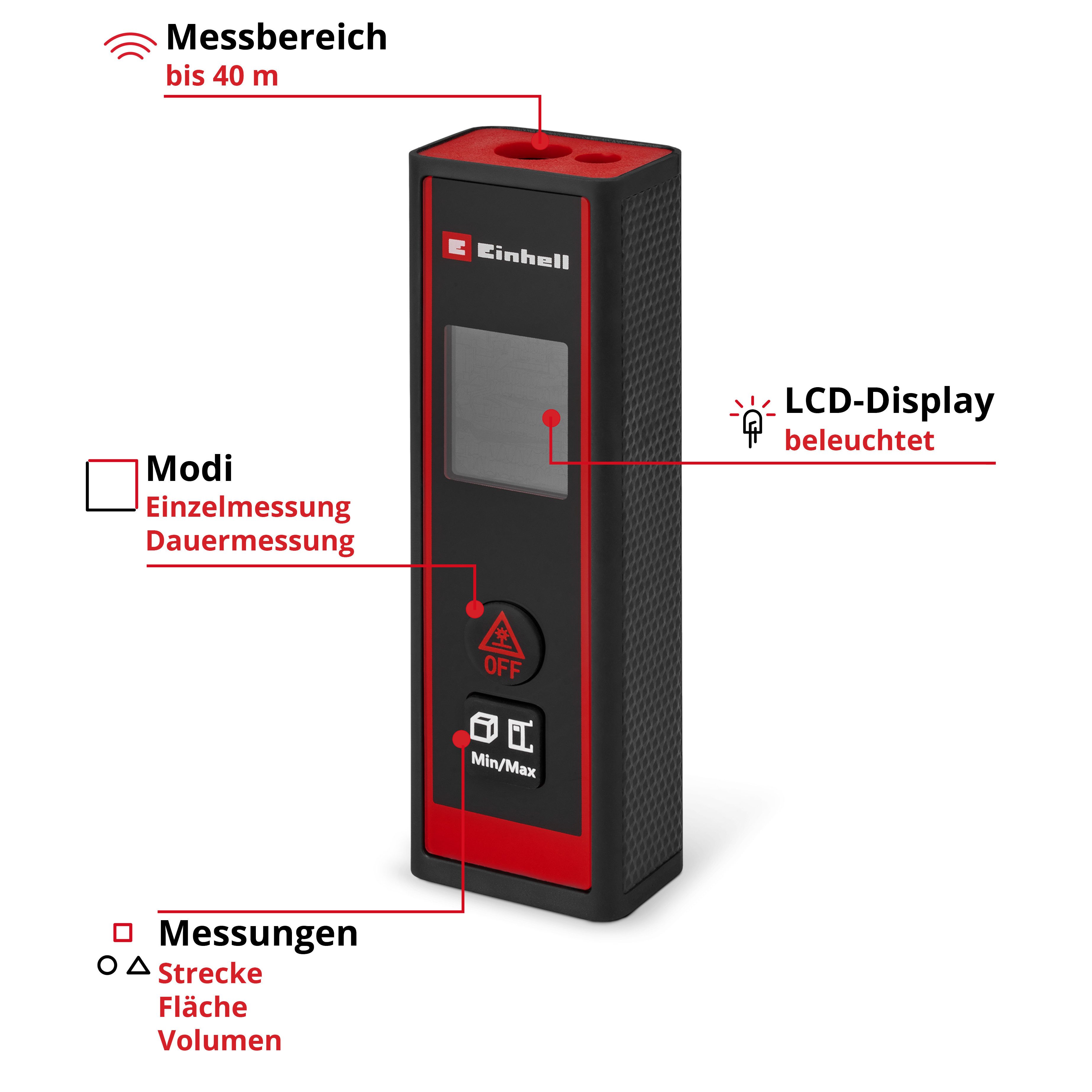 Einhell Lasermessgerät Laser-Distanzmesser TC-LD 40 R