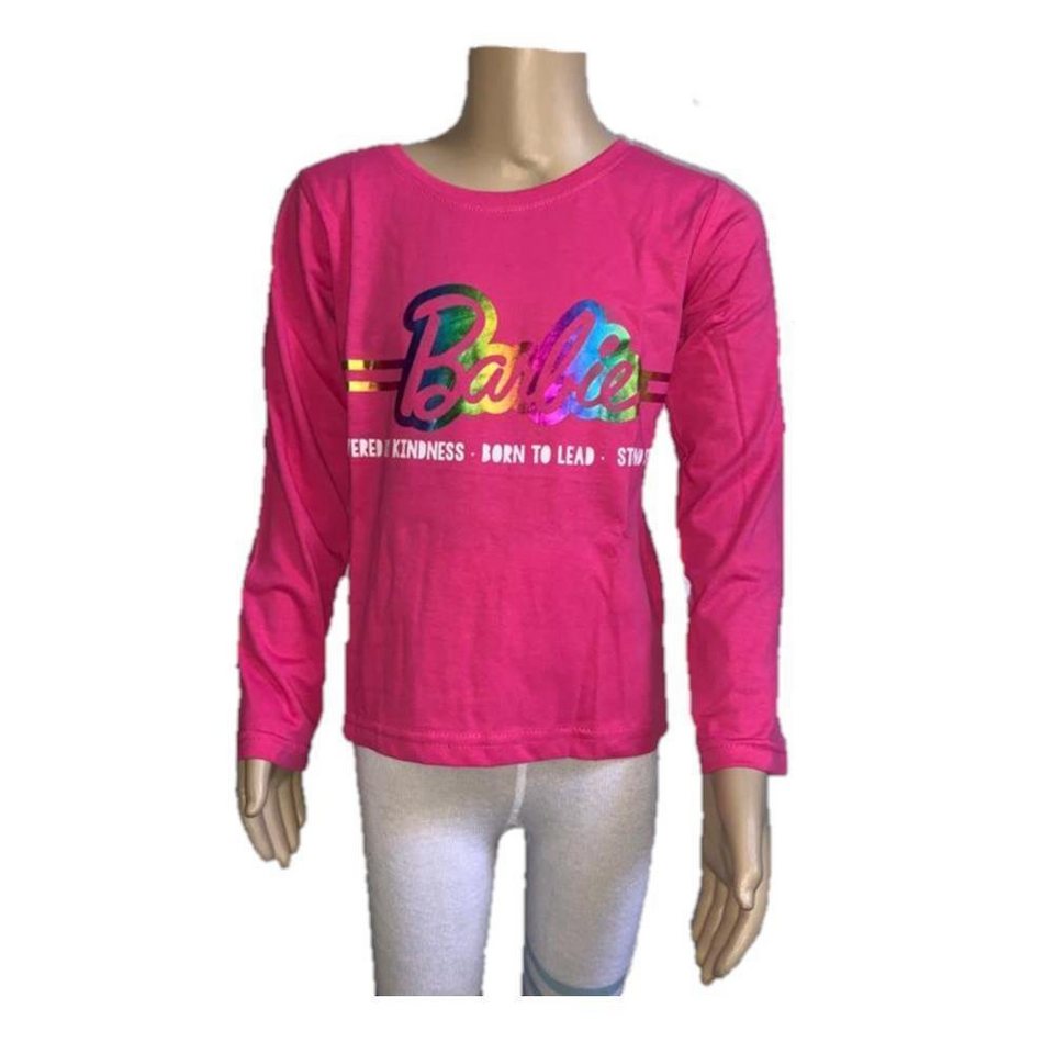 EplusM T-Shirt Langarm- Shirt, pink, mit farbigem Schriftzug 