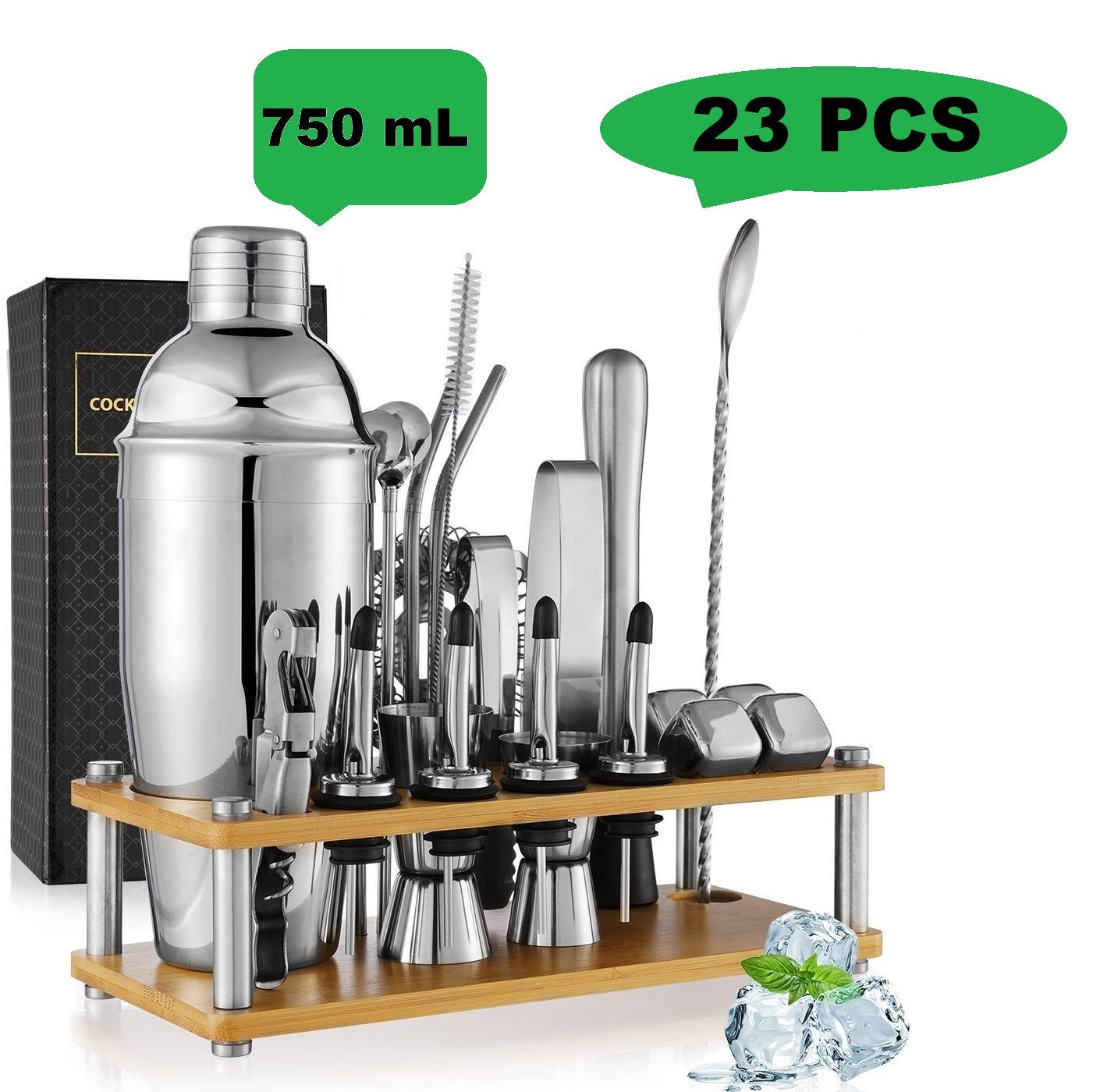 Cocktail-Set Professionelles Cocktail-Set aus Edelstahl – 23-teilig, 750ml