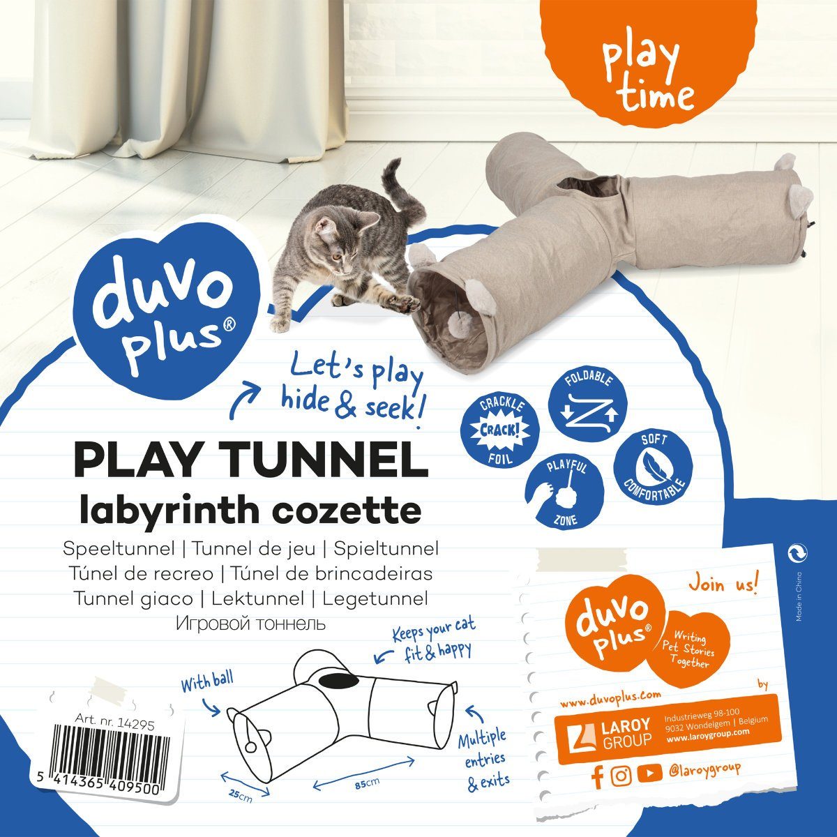Thumbnail - DUVO+ Tiertunnel Katzenspielzeug Spieltunnel Labyrinth Cozette beige