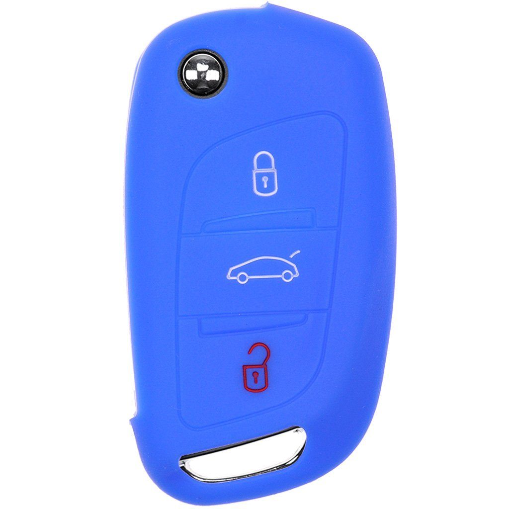 mt-key Schlüsseltasche Autoschlüssel Softcase Silikon Schutzhülle Blau, für Citroen Berlingo C4 DS3 DS4 DS5 DS6 3 Tasten Klappschlüssel | Schlüsseltaschen