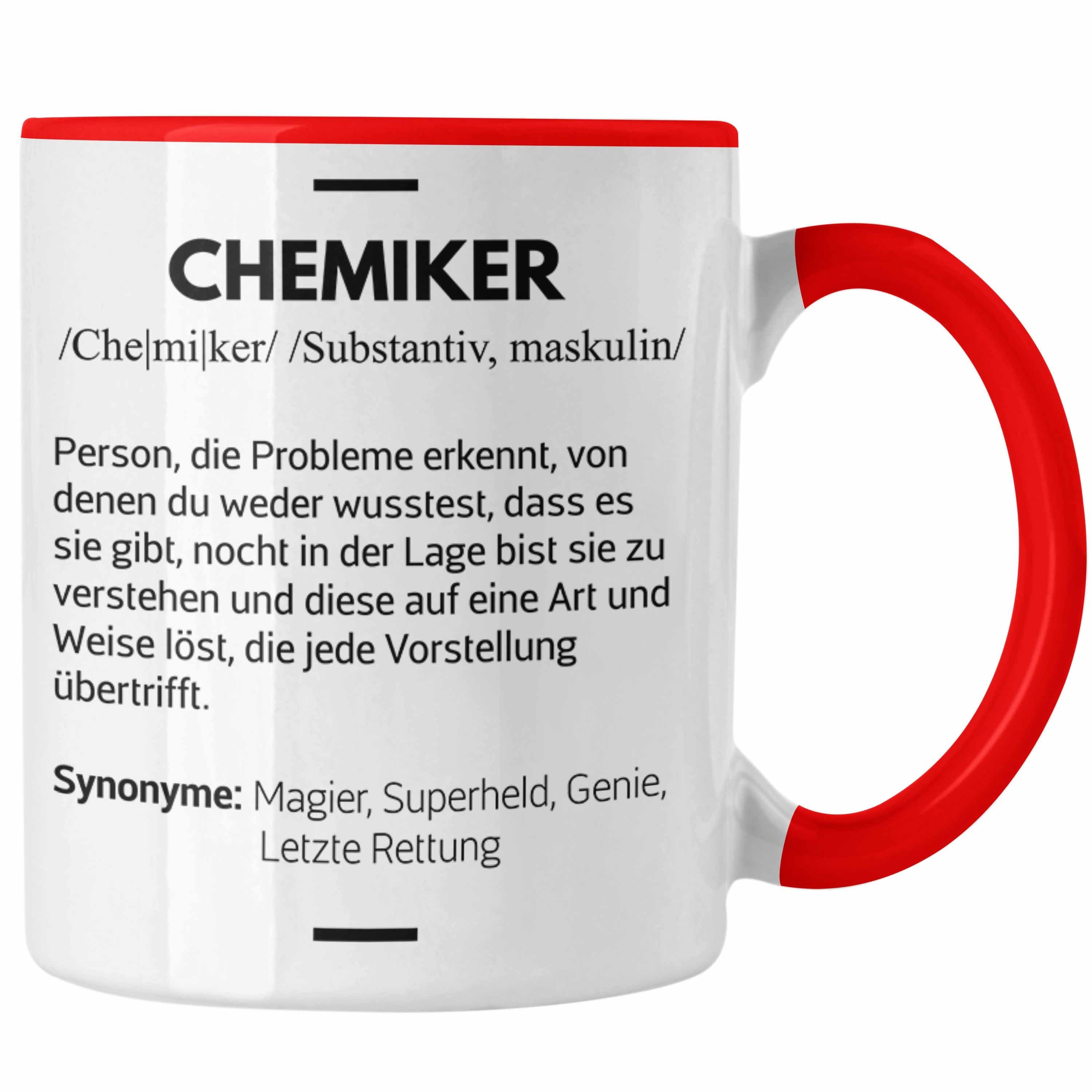 Trendation Tasse Trendation - Chemiker Geschenke Tassen Tasse Chemielaborant Chemie Geschenk Chemielabor Gadget Geschenkidee Lustig Rot