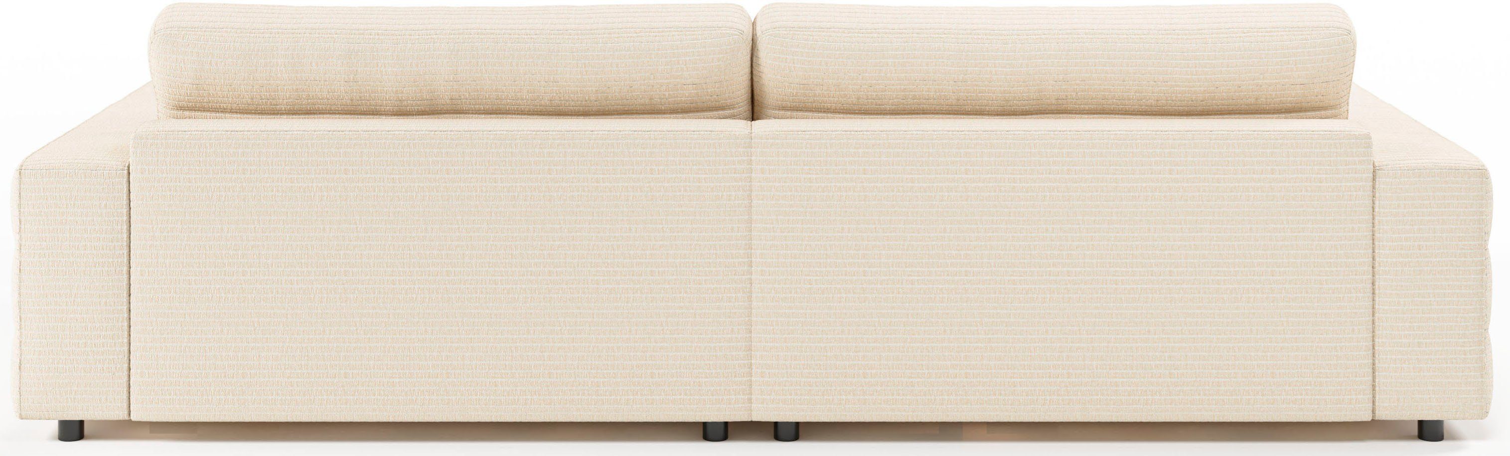 Big-Sofa 3C Candy Stripes, mit Rückenkissen, feiner Lose Quersteppung natur