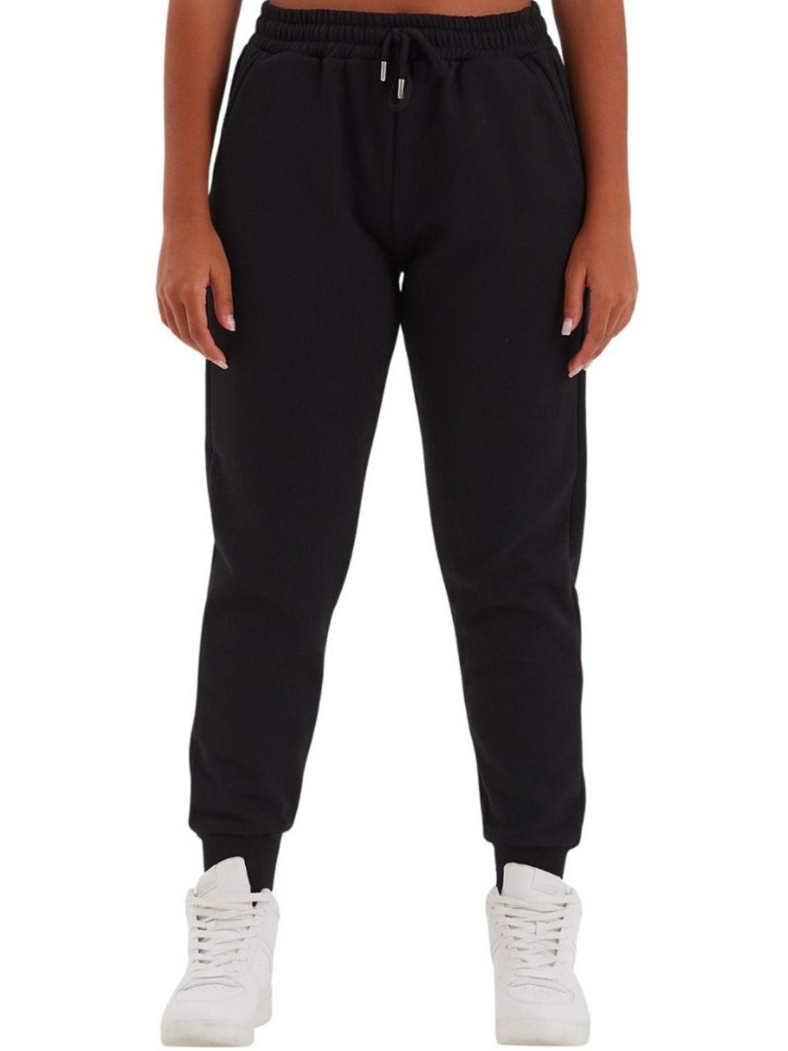 Relax Homewearhose mit Baumwolle Sweathose Damen warme COMEOR und bequeme Jogginghose Schwarz