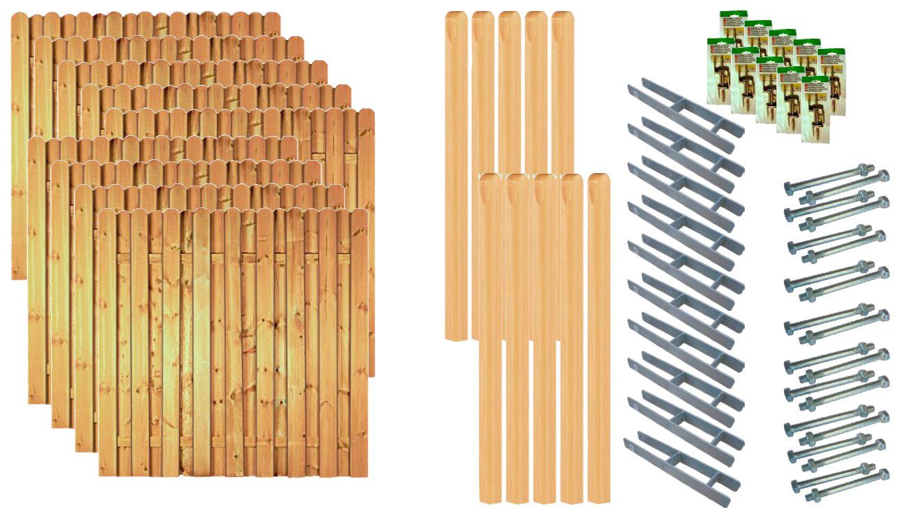 Tetzner & Jentzsch Bohlenzaun Los Angeles 7, (Set), 9 Elemente, LxH: 1710x180 cm