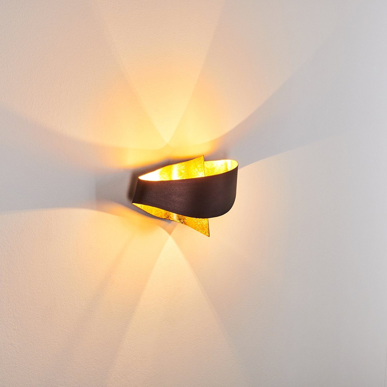 mit Down-Effekt, Braun/Gold, ohne Lichteffekt & mit Wandlampe in hofstein aus moderne Metall Zimmerlampe Wandleuchte »Aschi« 2xG9, Up Leuchtmittel,