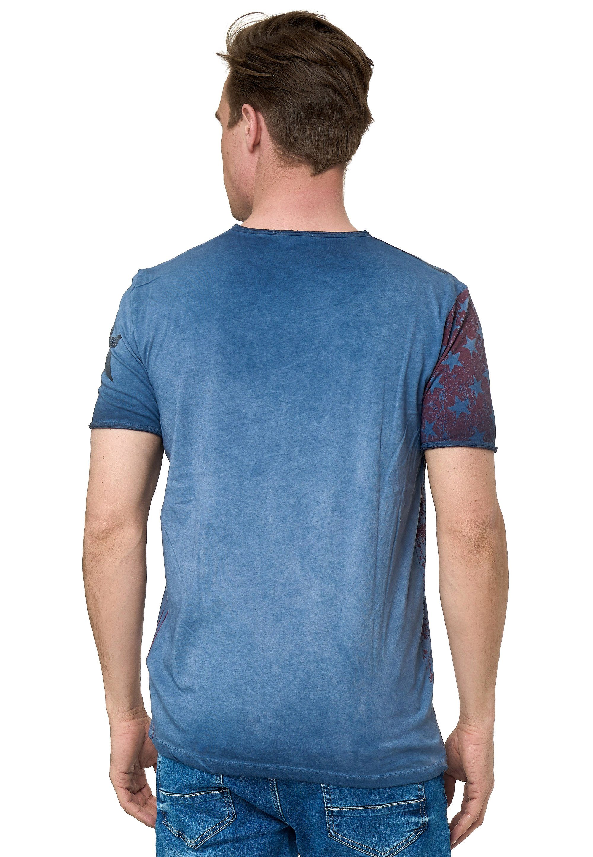 Rusty Neal T-Shirt mit V-Neck indigo