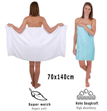 Betz Handtuch Set 8-tlg.. Handtuch-Set Palermo Farbe weiß und türkis, 100% Baumwolle