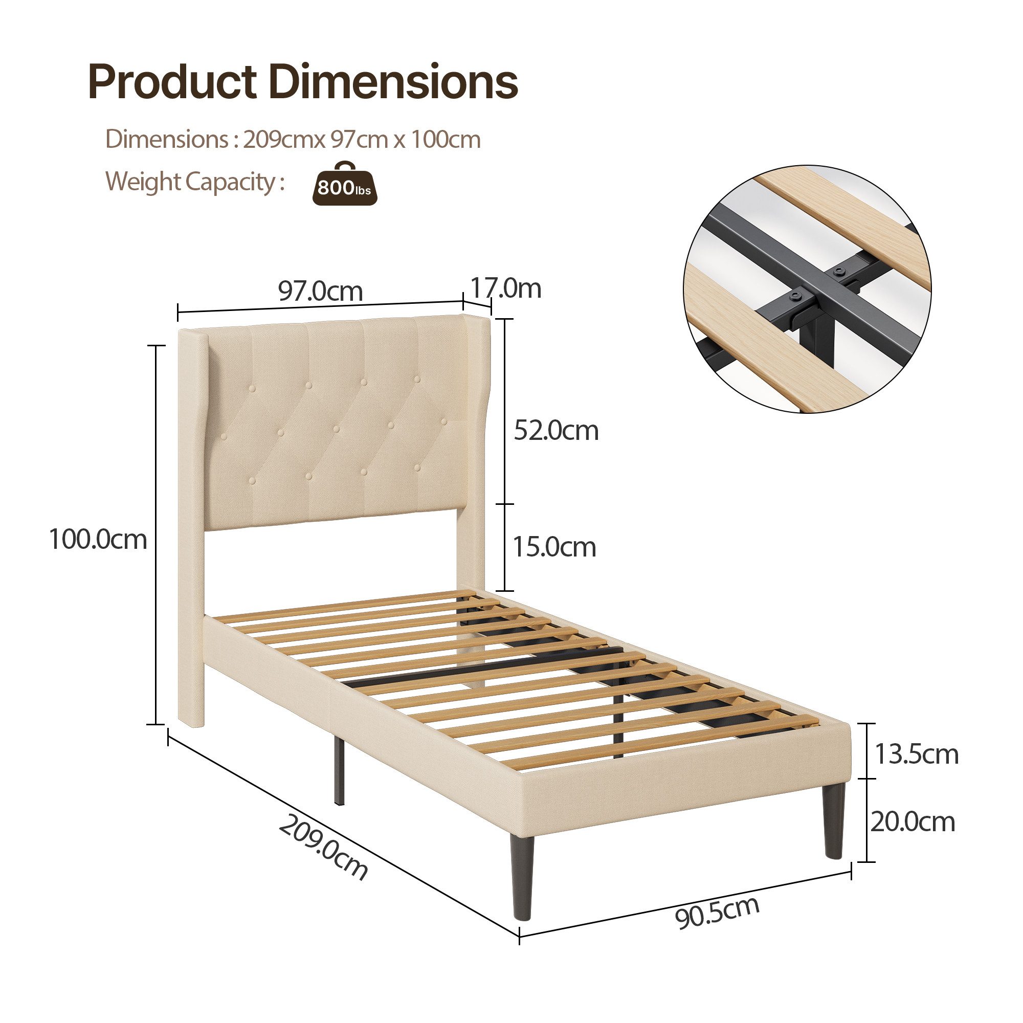 Bealife Bettgestell mit Kopfteil und Lattenrost, Doppelbett, Einzelbett,3 M günstig online kaufen