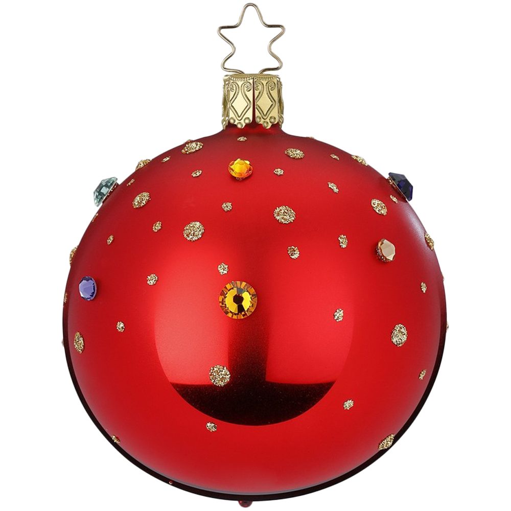 INGE-GLAS® Weihnachtsbaumkugel Funkelndes Fest, St), glanz mundgeblasen, Ø8cm rot (1 handbemalt
