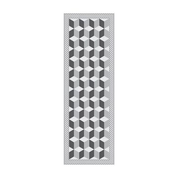 Läufer Teppich Vinyl Flur Küche Fliesen Muster funktional lang modern, Bilderdepot24, Läufer - grau glatt