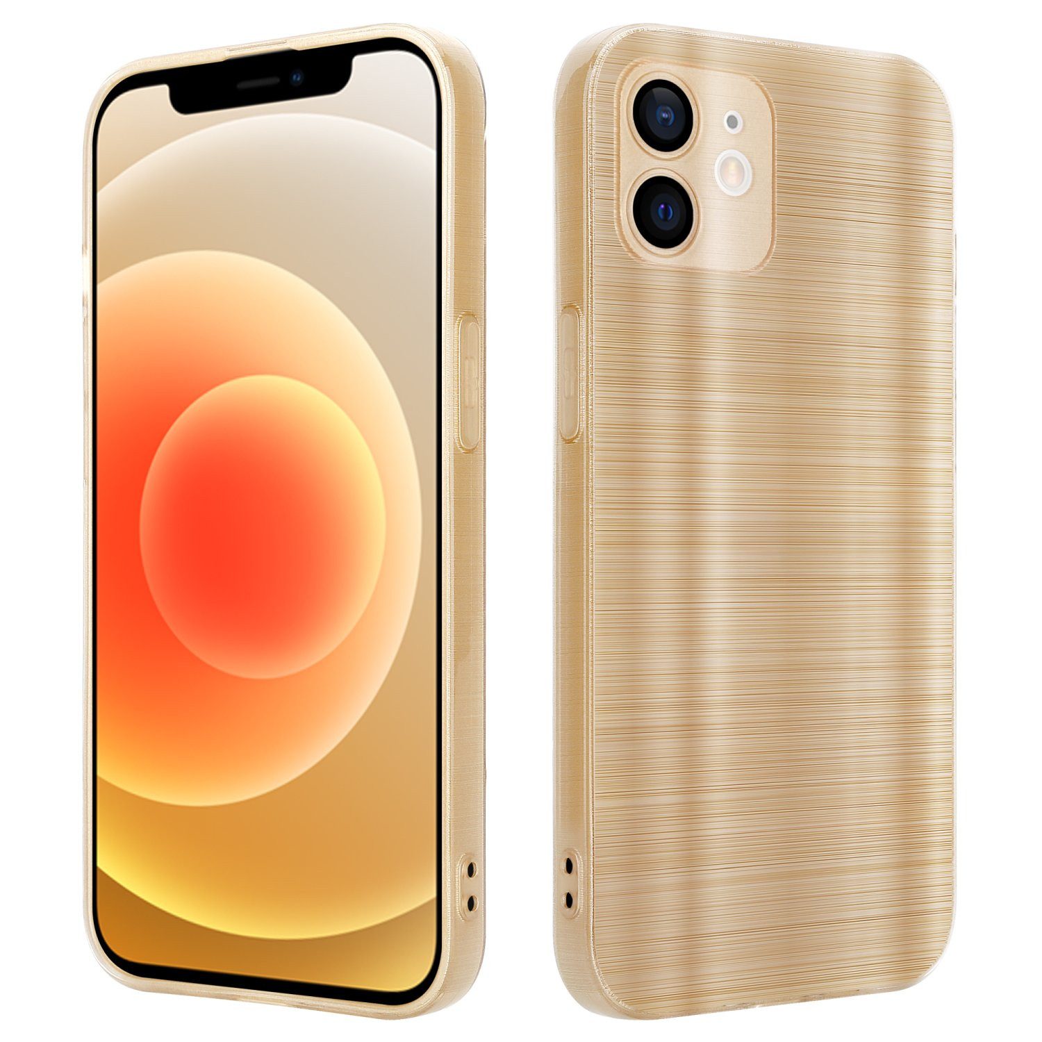 Cadorabo Handyhülle für iPhone 12 Hülle Apple iPhone 12, Schutzhülle - TPU Silikon Hülle - im Brushed Design