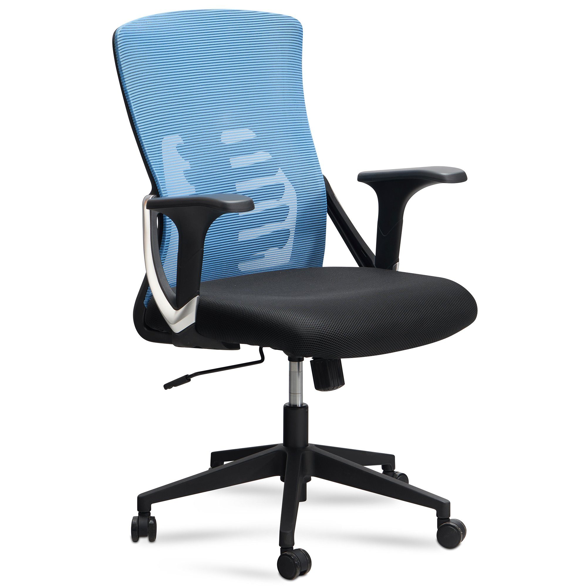 Amstyle Drehstuhl SPM1.444 (Bürostuhl Blau / Schwarz Mesh-Bezug 120 kg), Schreibtischstuhl Stoff, Ergonomisch mit Armlehnen