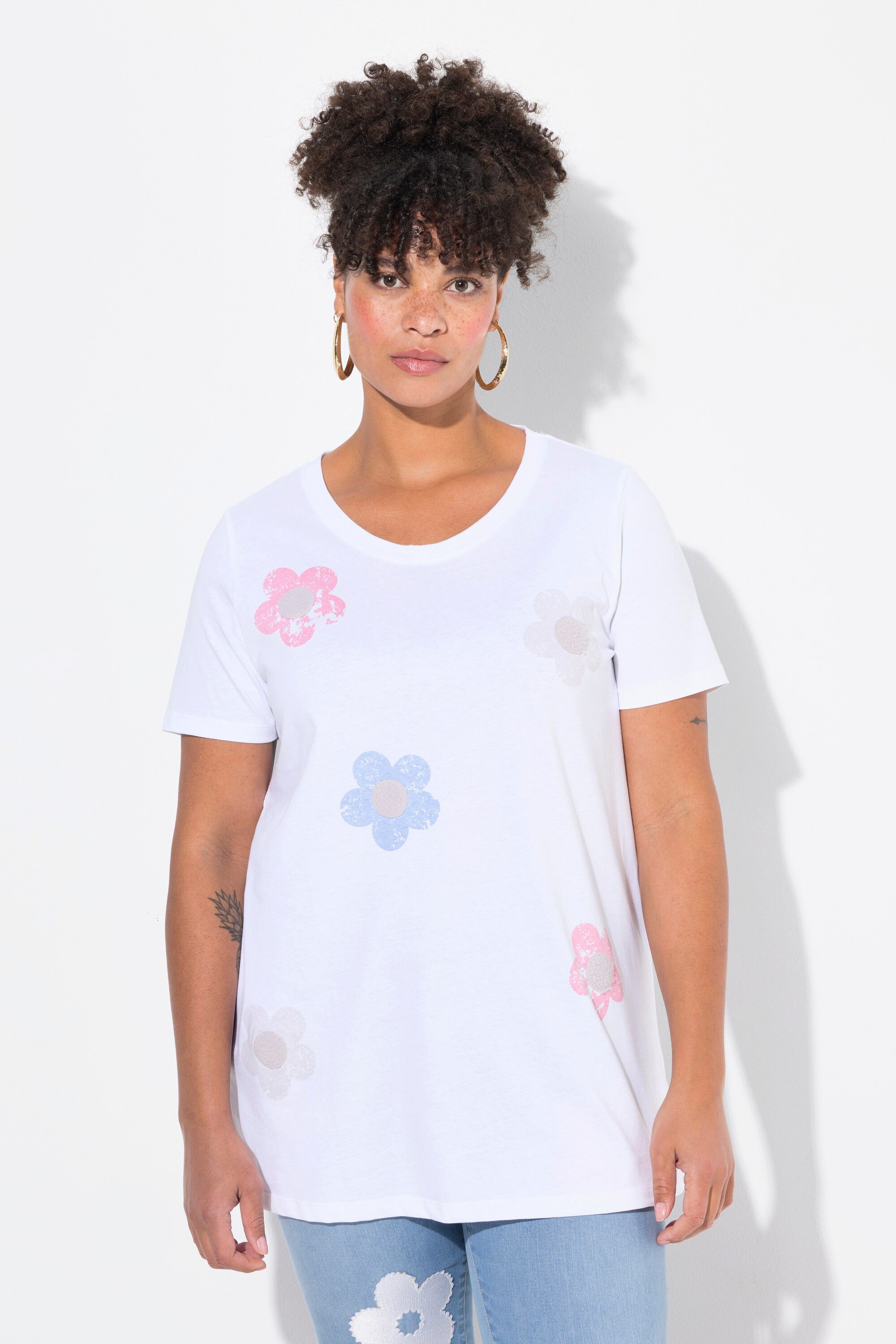 MIAMODA T-Shirt T-Shirt A-Linie 3D-Blüten mit günstig online kaufen