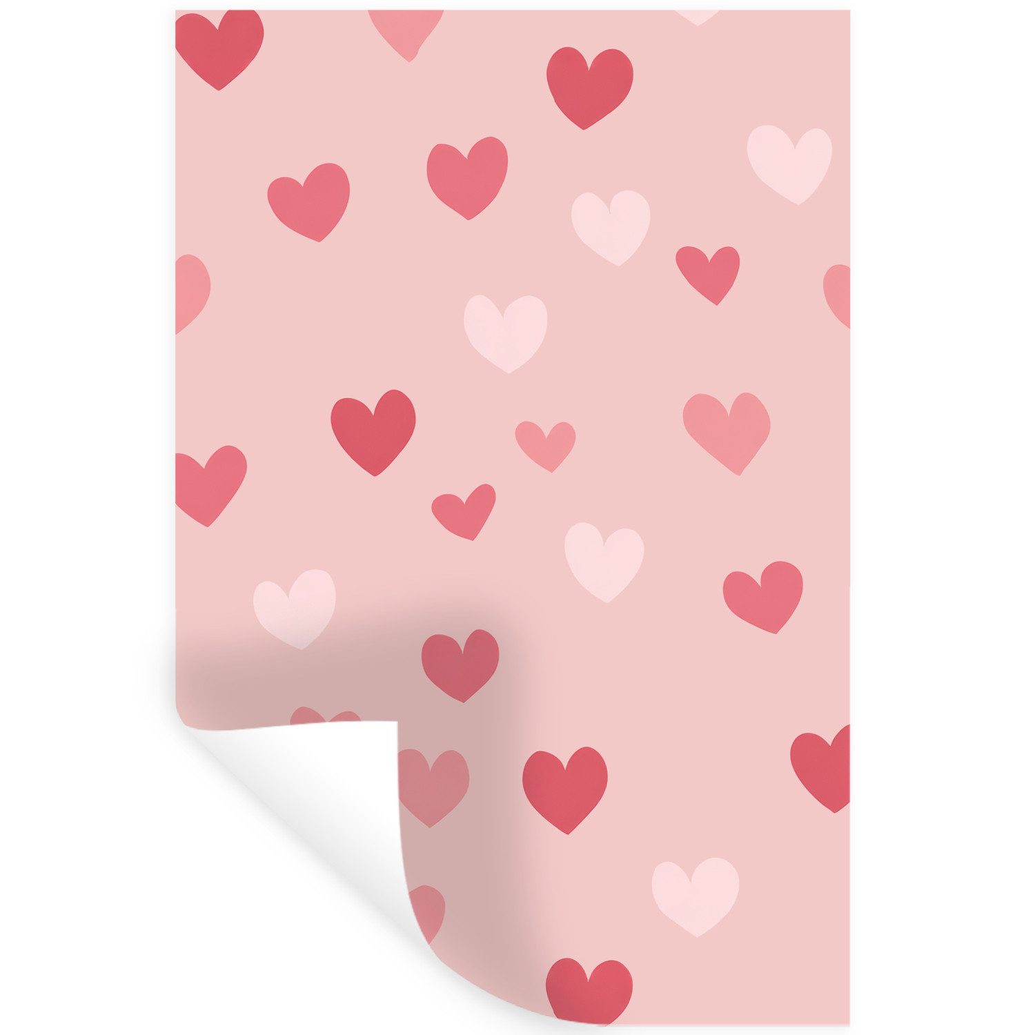 MuchoWow Wandsticker Herzen - Muster - Rosa - Einfach (1 St), Wanddeko, Aufkleber, Wandtattoo, 80x120 cm