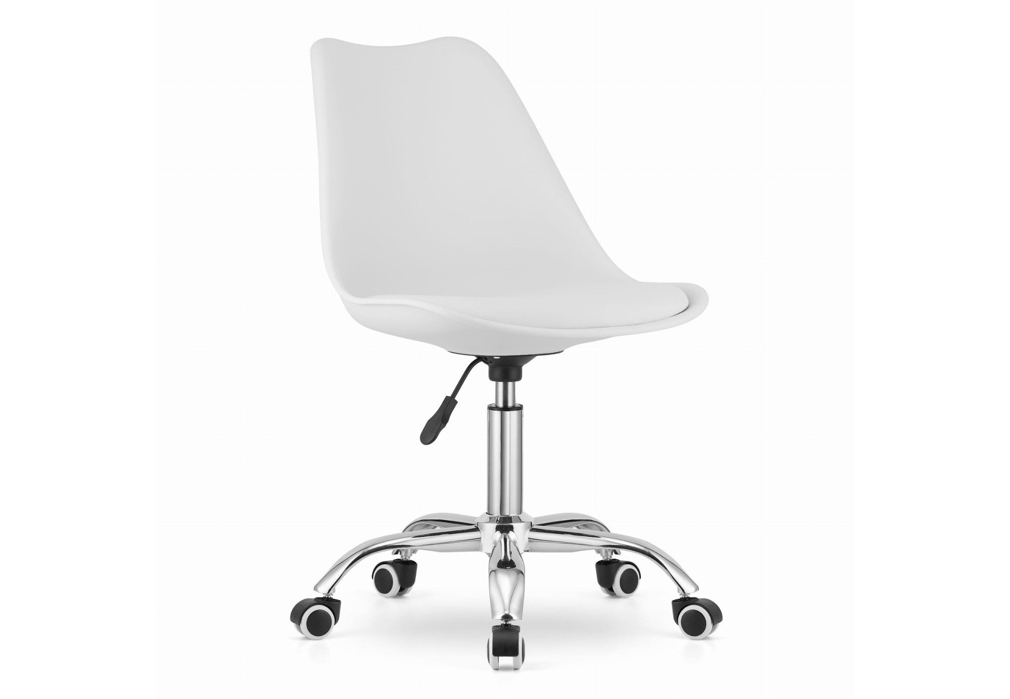 Home Collective Drehstuhl Bürostuhl für Kinderzimmer und Büro, Sitzhöhe verstellbar 47-58 cm (Bürostuhl mit Rollen, Schreibtischstuhl höhenverstellbar, Chromgestell, stabil), Ergonomischer Drehstuhl Schreibtisch, Chromfuß, Öko-Lederkissen Weiß