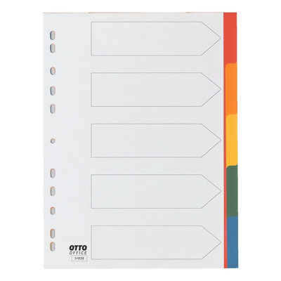 Otto Office Aktenordner, Register 5-tlg., blanko farbig, DIN A4, Kunststoff
