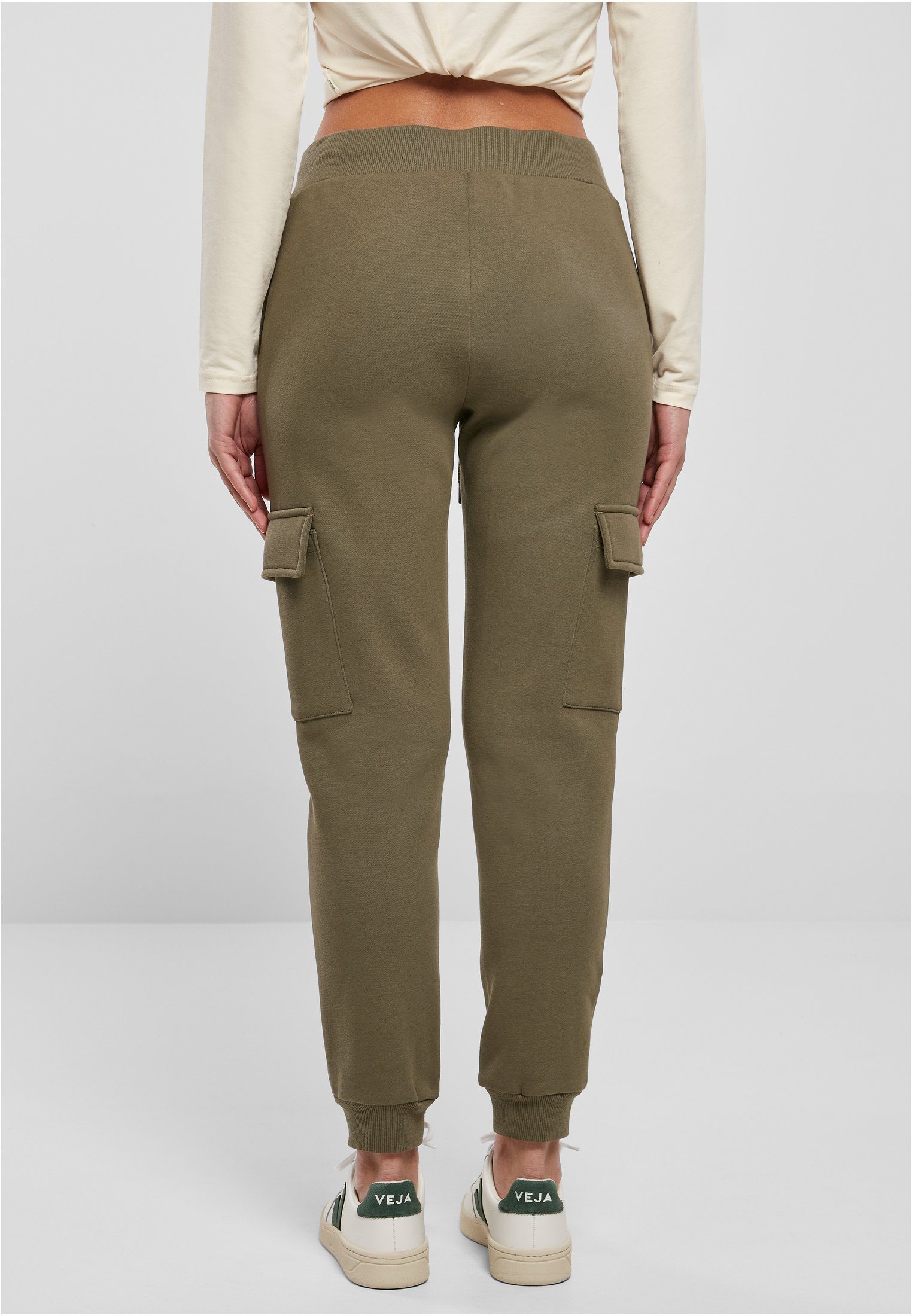 URBAN CLASSICS Stoffhose Damen Pants Sweat Ladies olive Cargo (1-tlg)