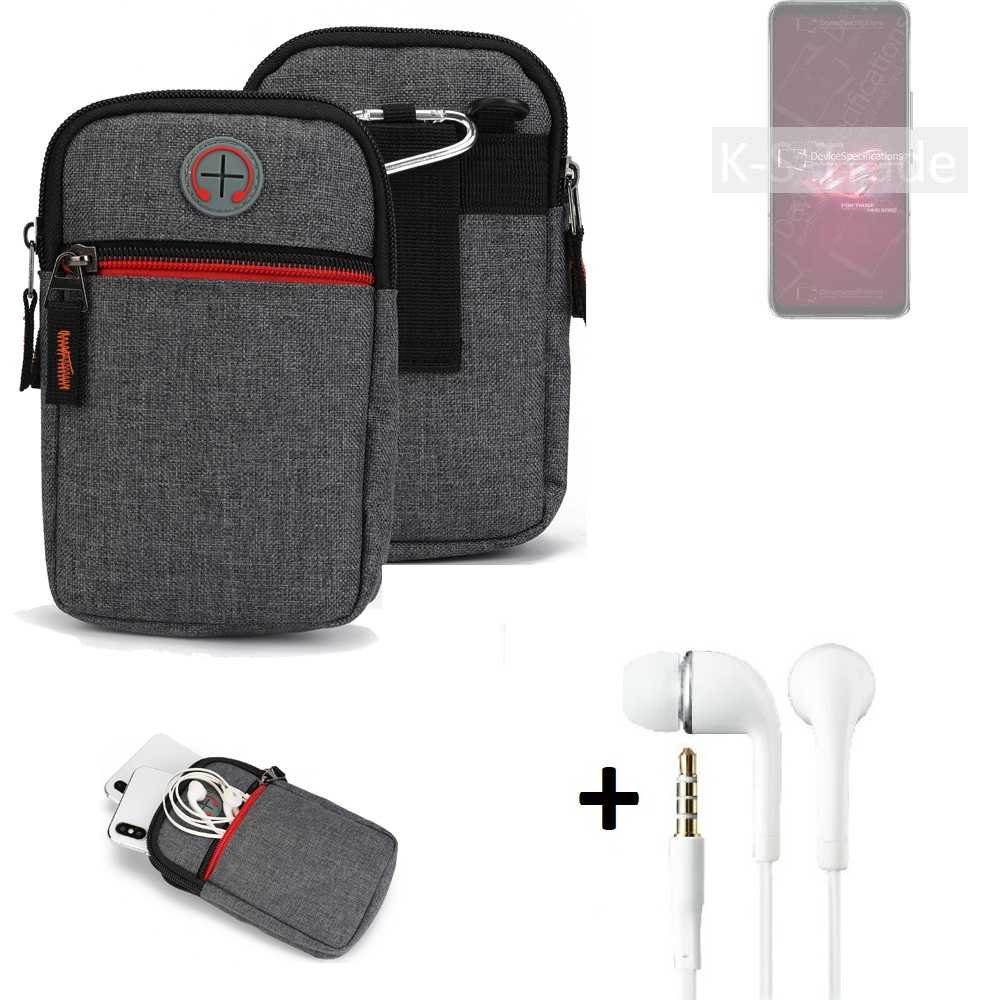 K-S-Trade Handyhülle für Asus ROG Phone 6, Gürteltaasche + Kopfhörer Handy Tasche Holster Schutz Hülle